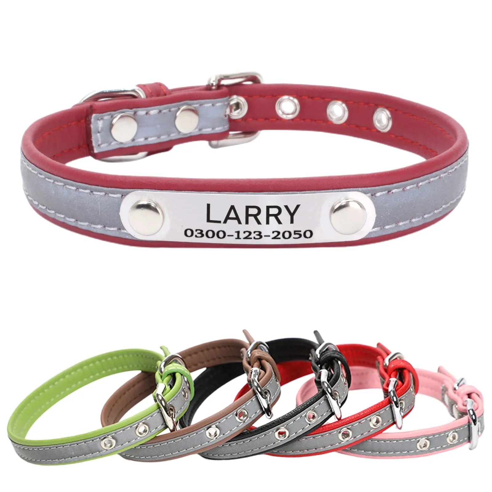 Yonsbox Collare Riflettente Personalizzato per Cani e Gatti, Collare in Microfibra Leggero e Durevole con Targhetta in Metallo Silenziosa, Sicurezza Notturna, Taglie XS-XXL - immagine 1