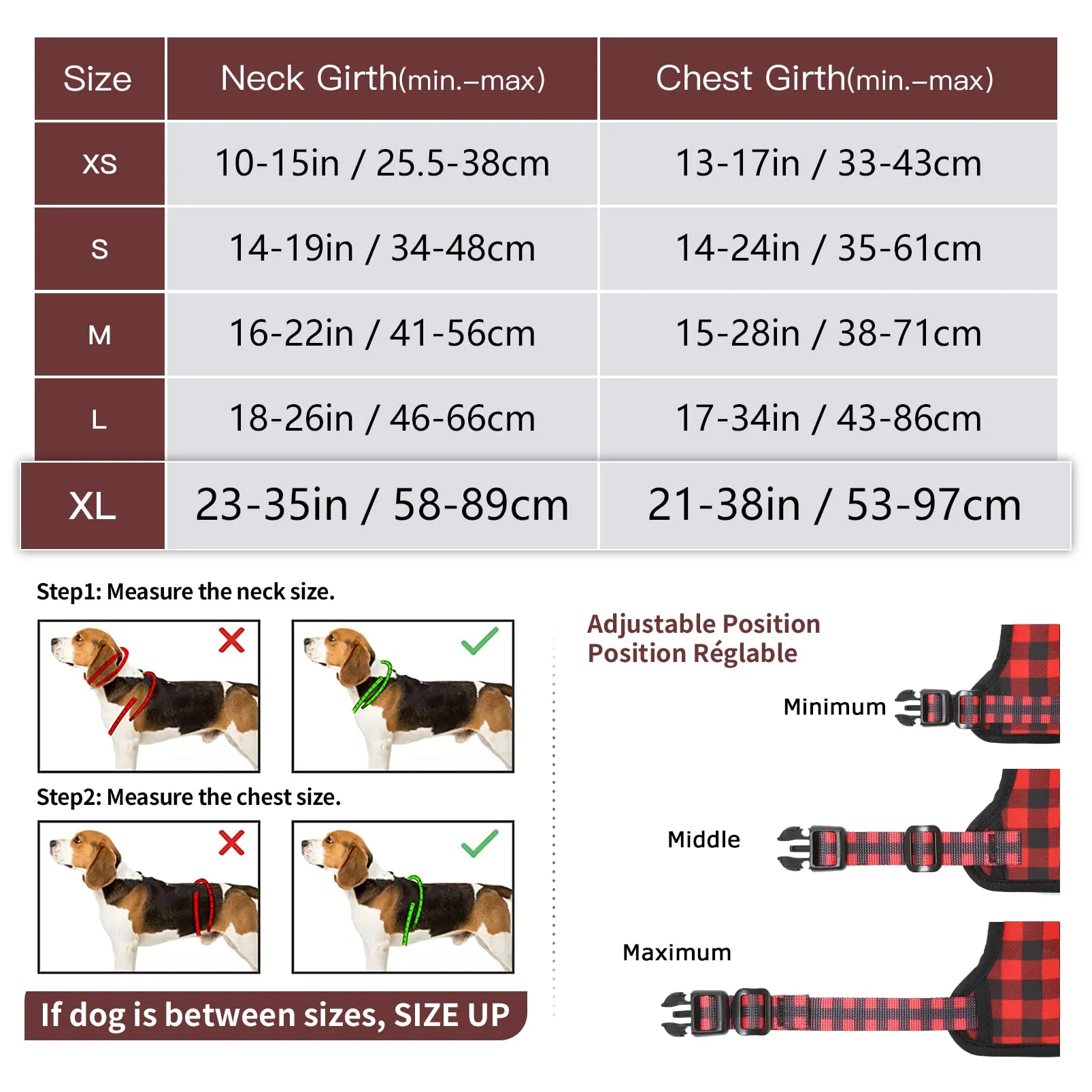 HEELE Pettorina Cane No pull Imbracatura Riflettente e Traspirante, con Gancio in Metallo e Manico Imbottita, Pettorina Cane Taglia Grande per Addestrare Le Passeggiate, Plaid Nero-Rosso, XL - immagine 2