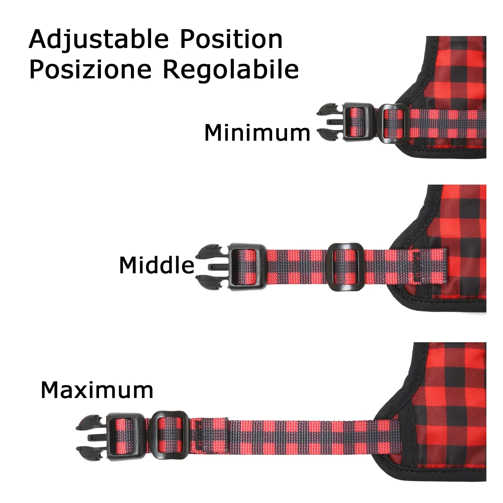 HEELE Pettorina Cane No pull Imbracatura Riflettente e Traspirante, con Gancio in Metallo e Manico Imbottita, Pettorina Cane Taglia Grande per Addestrare Le Passeggiate, Plaid Nero-Rosso, XL - immagine 6
