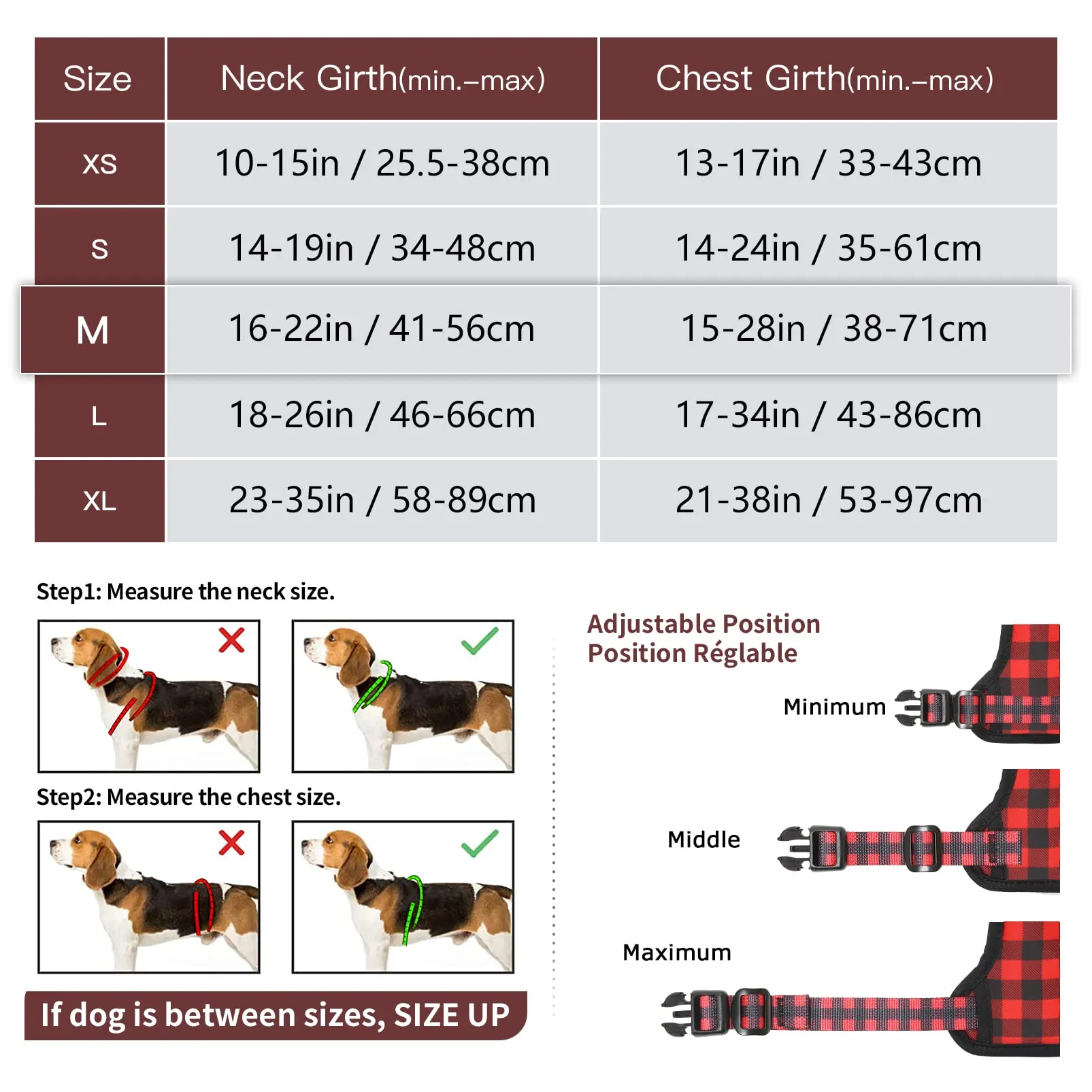 HEELE Pettorina Cane Taglia Media Riflettente Pettorina Addestramento Cani Anti Tiro con 2 Ganci in Metallo + Comodo Maniglia, Gilet per Cani Regolabile per Camminare, Plaid Nero-Rosso, M - immagine 2