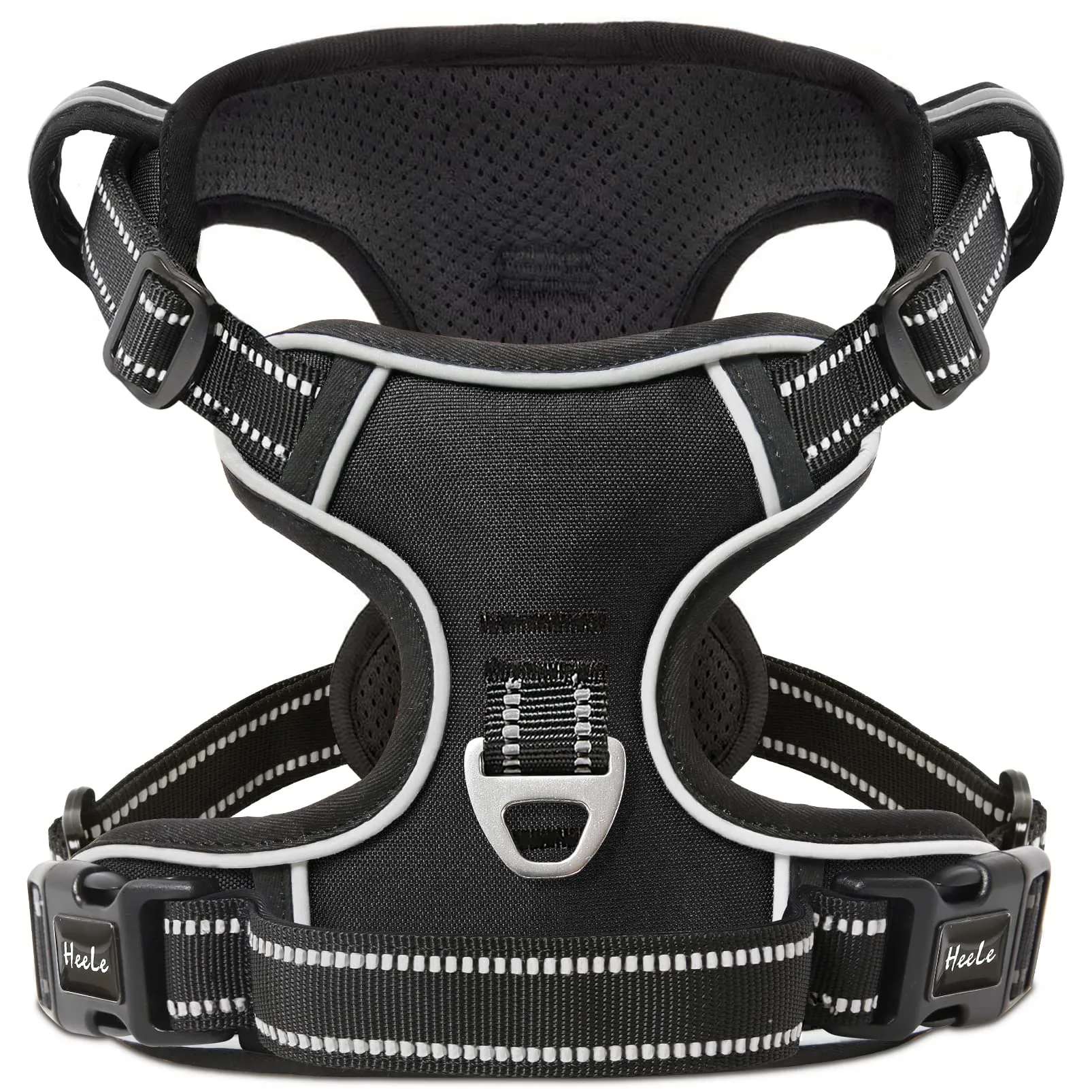 HEELE Pettorina Cane No Pull Imbracatura Riflettente e Traspirante, con Gancio in Metallo e Manico Imbottita, Pettorina Cane Taglia Grande per Addestrare Le Passeggiate, Nero, XL - immagine 3
