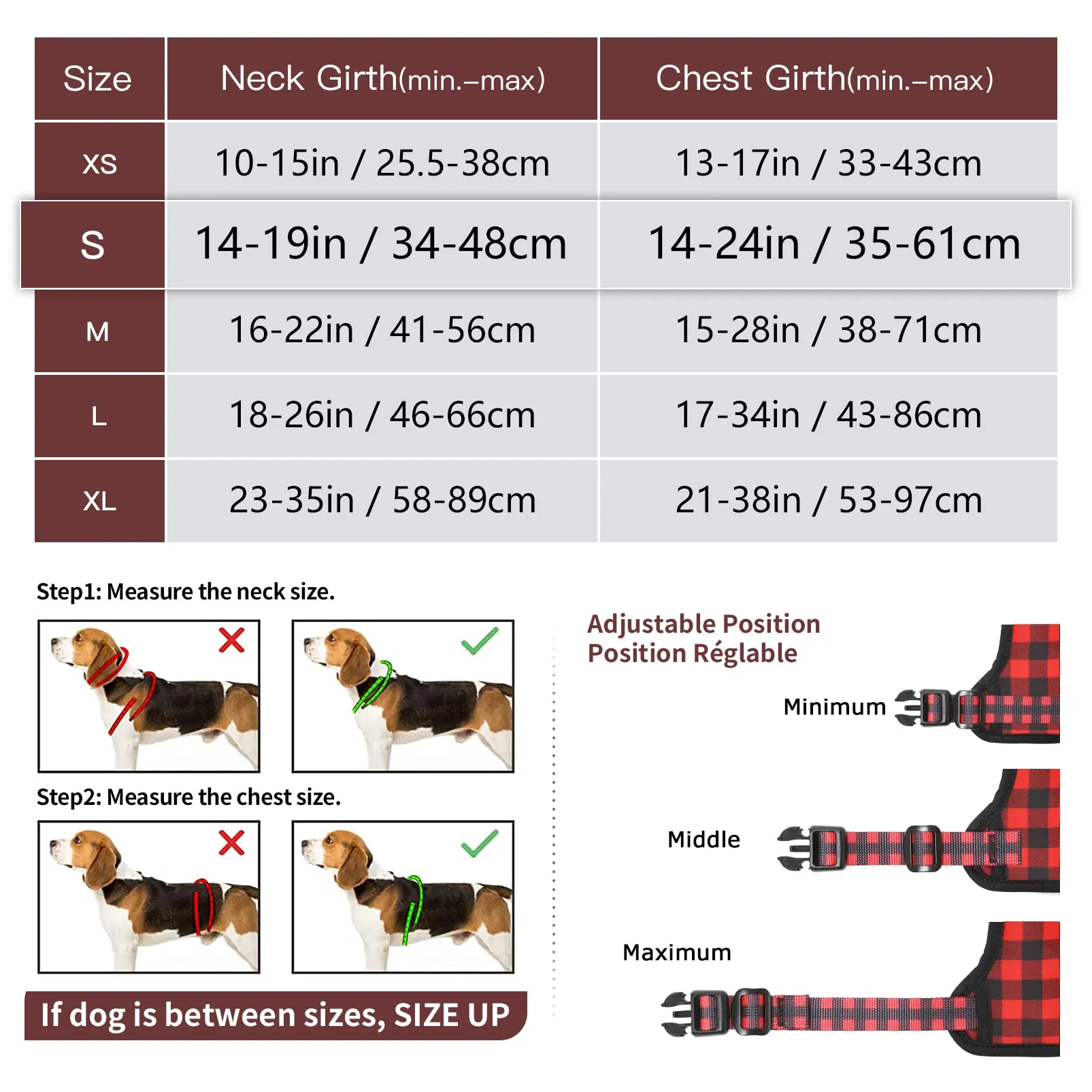 HEELE Pettorina Cane No-pull con Manico Riflettente, Plaid Nero-Rosso, S - immagine 2