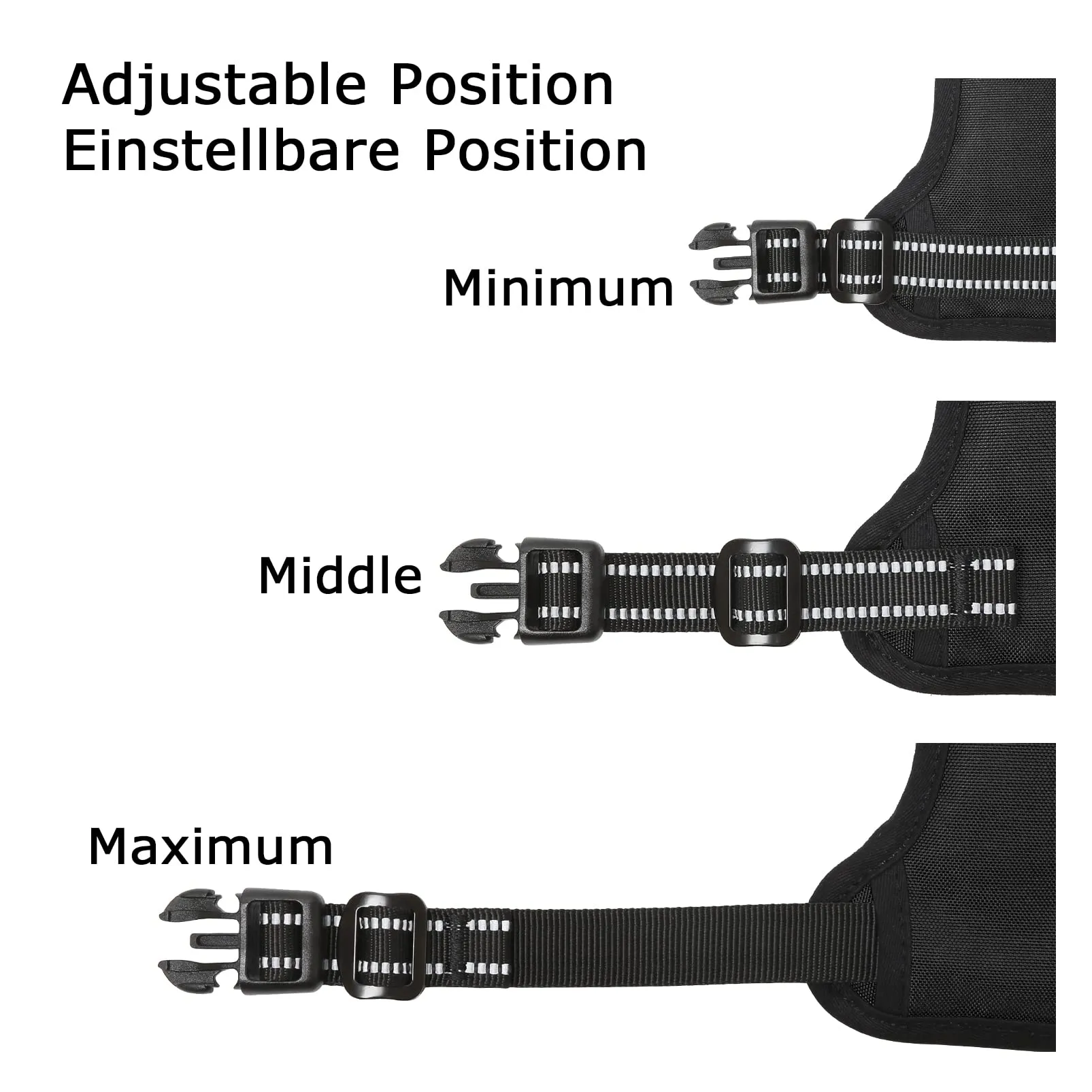 HEELE Pettorina Cane Riflettente No-pull Regolabile con Manico, Nero, S - immagine 7