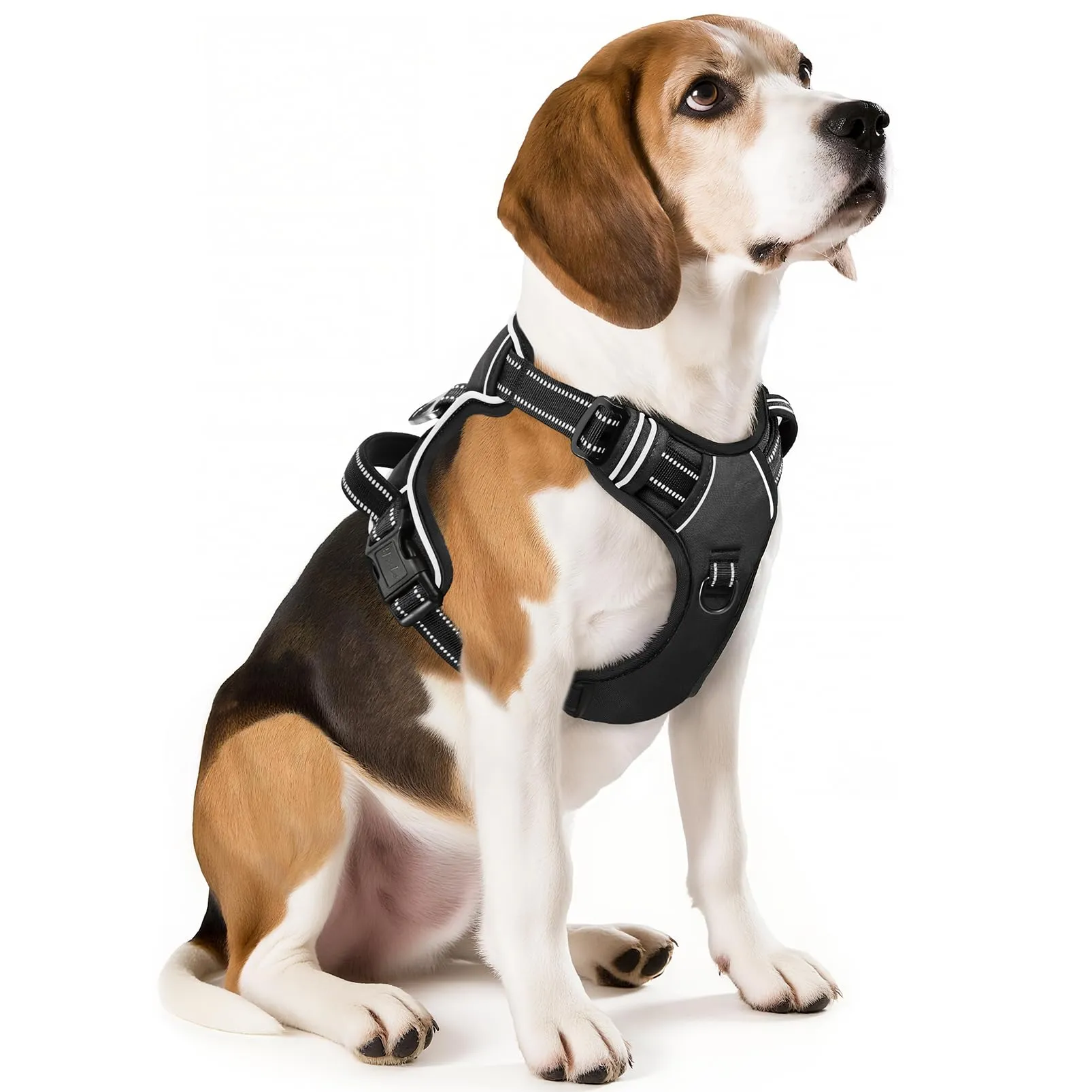 HEELE Pettorina Cane Taglia Media Riflettente Pettorina Addestramento Cani Anti Tiro con 2 Ganci in Metallo + Comodo Maniglia, Gilet per Cani Regolabile per Camminare, Nero, M - immagine 1