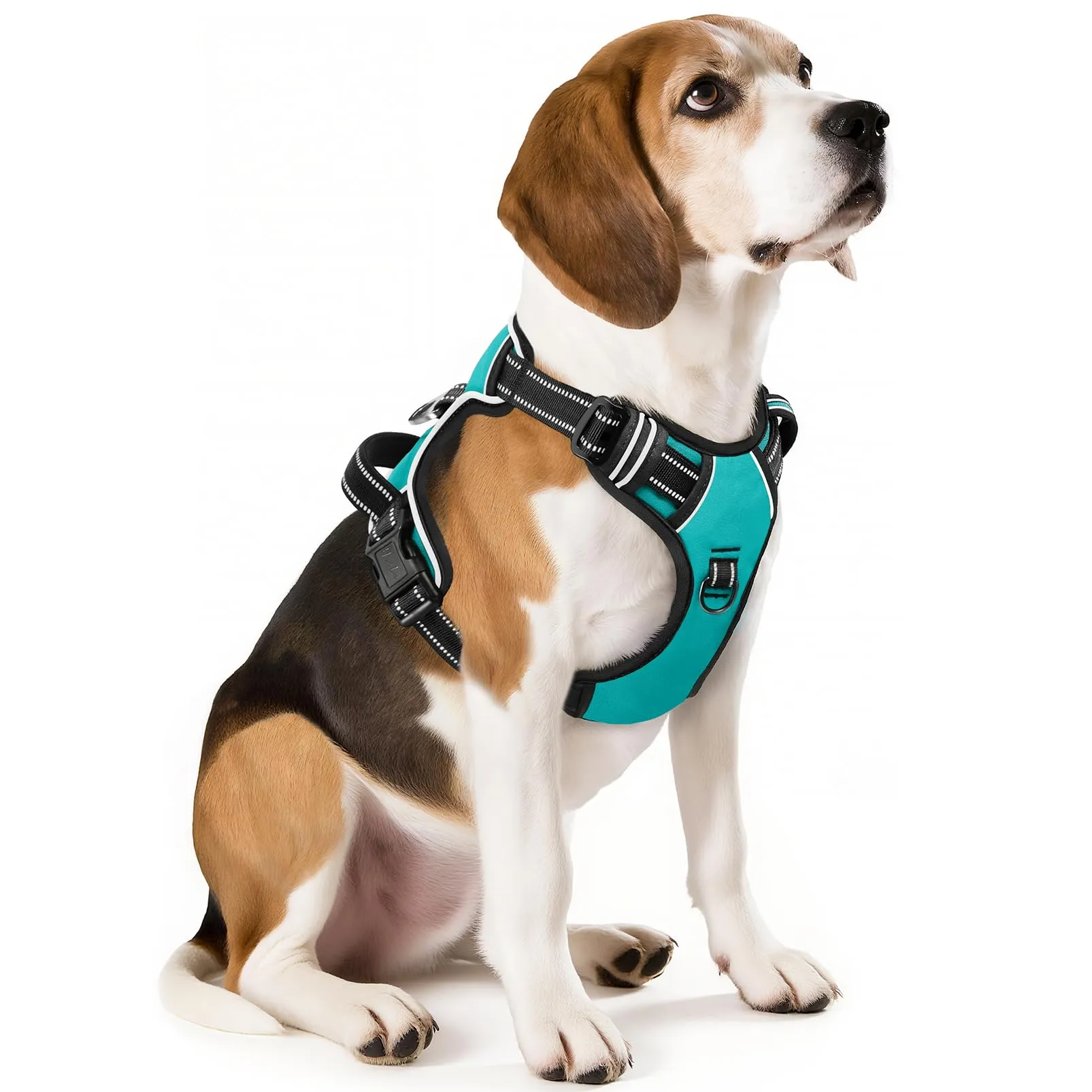 HEELE Pettorina Cane Taglia Media Riflettente Pettorina Addestramento Cani Anti Tiro con 2 Ganci in Metallo + Comodo Maniglia, Gilet per Cani Regolabile per Camminare, Turchese, M - immagine 1