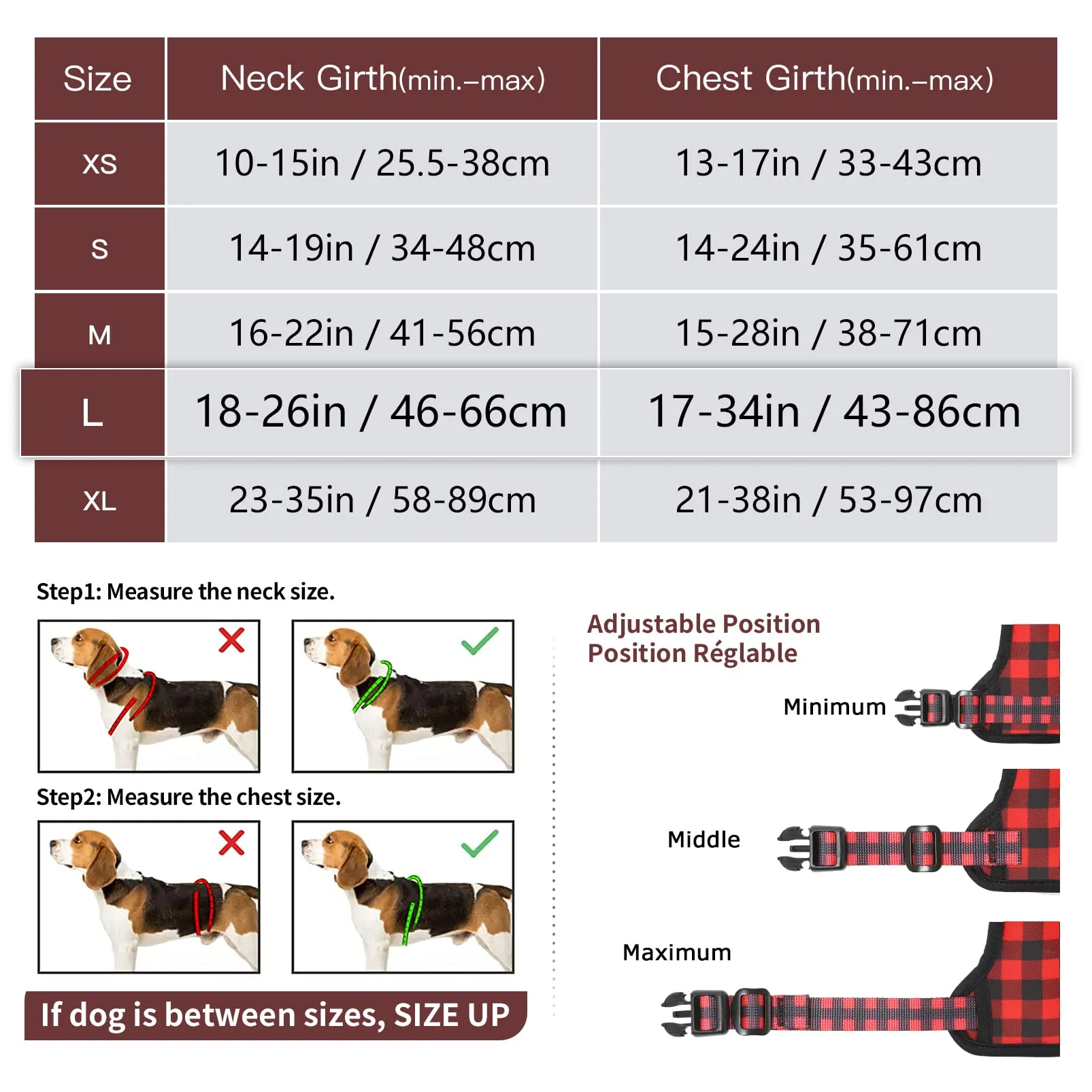 HEELE Pettorina Cane, No-pull Imbracatura Traspirante e Riflettente, con Gancio in Metallo e Manico Imbottita, Pettorina Cane Taglia Grande Comodo per Camminare Jogging, Plaid Nero-Rosso, L - immagine 2