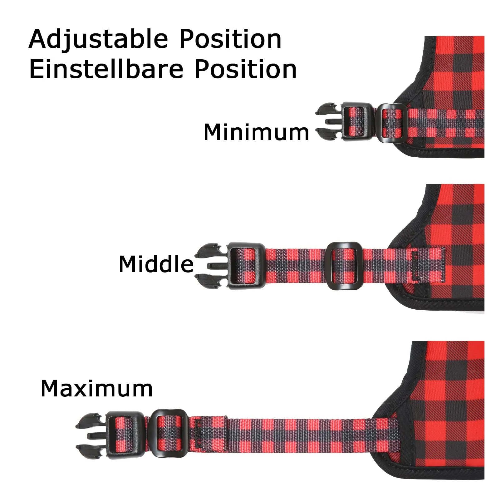HEELE Pettorina Cane, No-pull Imbracatura Traspirante e Riflettente, con Gancio in Metallo e Manico Imbottita, Pettorina Cane Taglia Grande Comodo per Camminare Jogging, Plaid Nero-Rosso, L - immagine 6