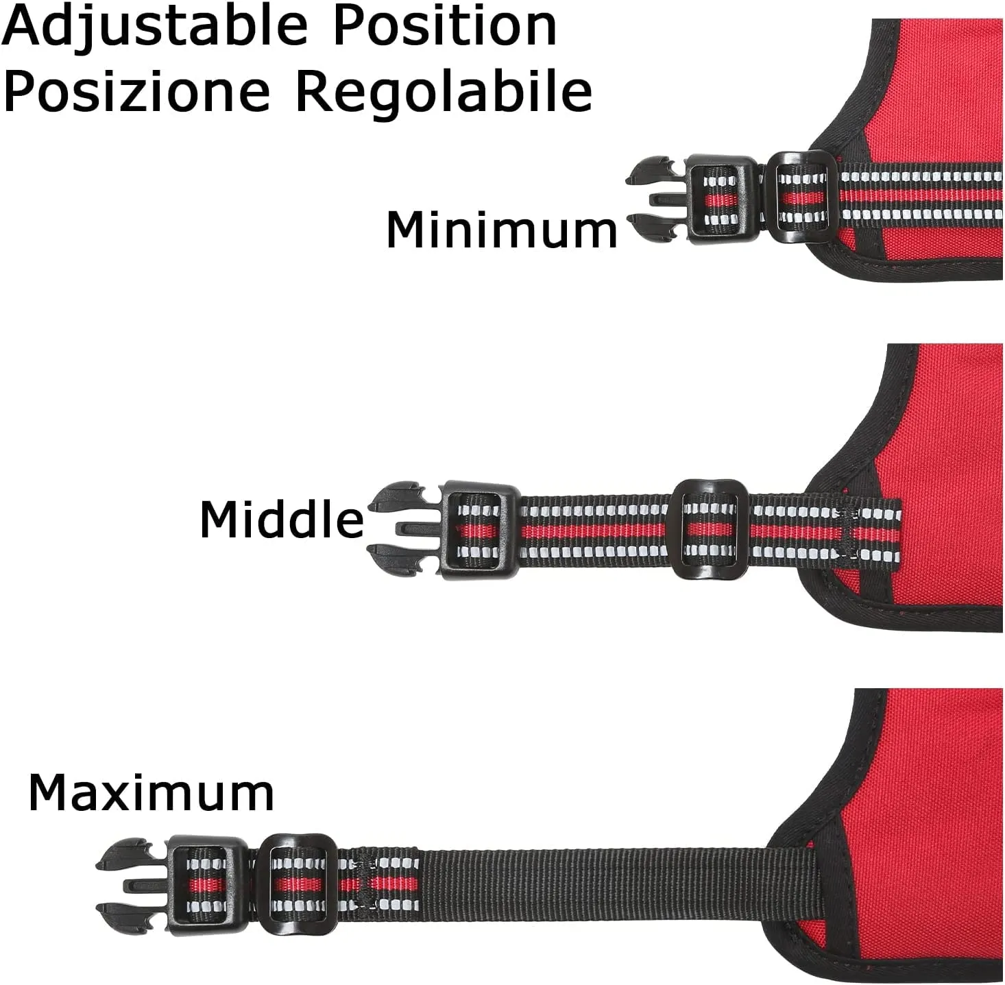HEELE Pettorina Cane Taglia Media Riflettente Pettorina Addestramento Cani Anti Tiro con 2 Ganci in Metallo + Comodo Maniglia, Gilet per Cani Regolabile per Camminare, Rosso, M - immagine 6