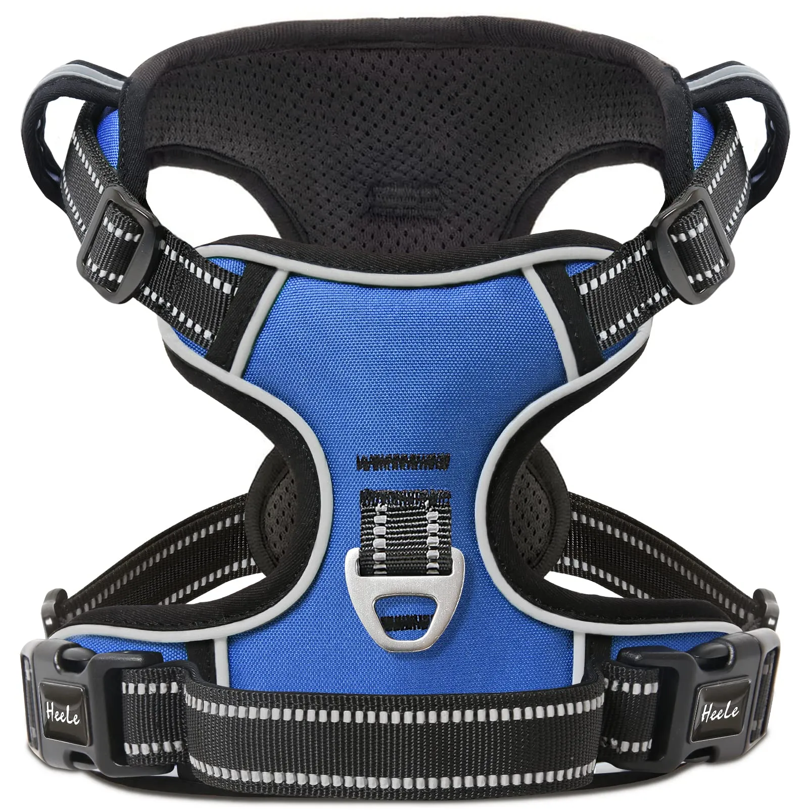 HEELE Pettorina Cane Taglia Media e Grande Riflettente Pettorina Addestramento Cani No Pull con 2 Ganci in Metallo + Comodo Maniglia, Gilet per Cani Regolabile per Camminare, Blu, L - immagine 1