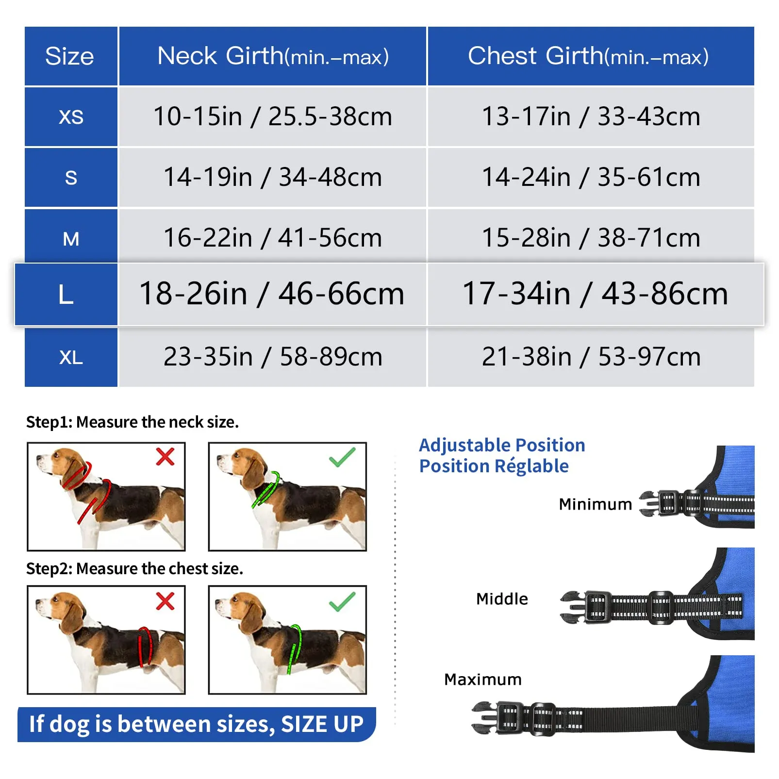 HEELE Pettorina Cane Taglia Media e Grande Riflettente Pettorina Addestramento Cani No Pull con 2 Ganci in Metallo + Comodo Maniglia, Gilet per Cani Regolabile per Camminare, Blu, L - immagine 5