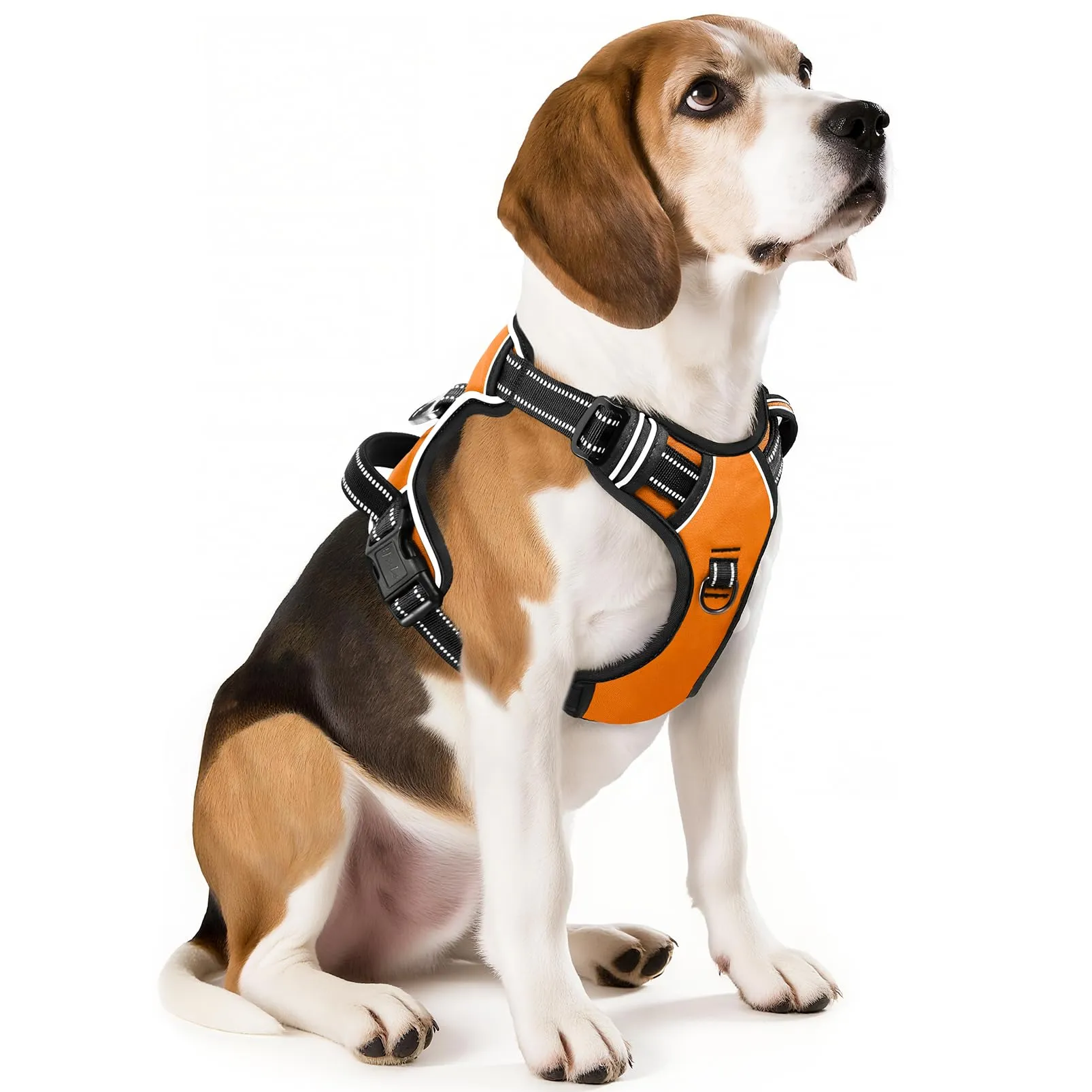 HEELE Pettorina Cane Taglia Media Riflettente Pettorina Addestramento Cani Anti Tiro con 2 Ganci in Metallo + Comodo Maniglia, Gilet per Cani Regolabile per Camminare, Arancione, M - immagine 1