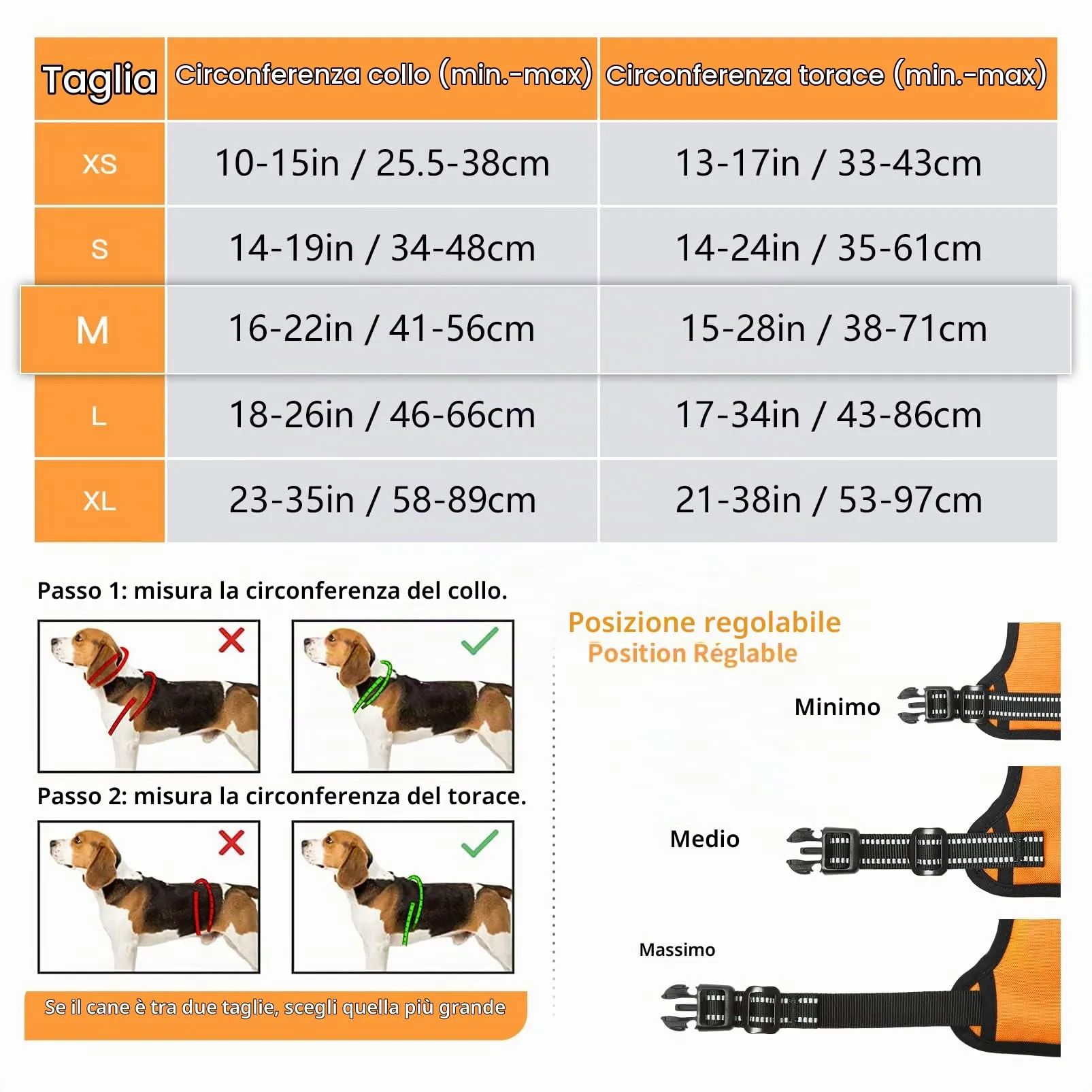 HEELE Pettorina Cane Taglia Media Riflettente Pettorina Addestramento Cani Anti Tiro con 2 Ganci in Metallo + Comodo Maniglia, Gilet per Cani Regolabile per Camminare, Arancione, M - immagine 2