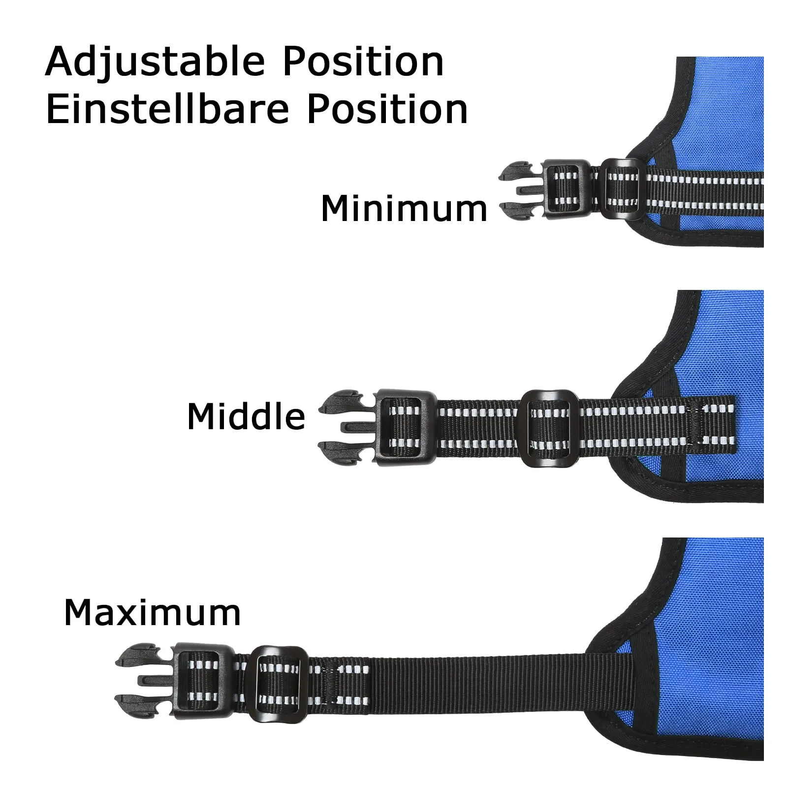 HEELE Pettorina Cane Taglia Piccola Riflettente Pettorina Addestramento Cani Anti Tiro con 2 Ganci in Metallo + Comodo Maniglia, Gilet per Cani Regolabile per Camminare, Blu, S - immagine 6