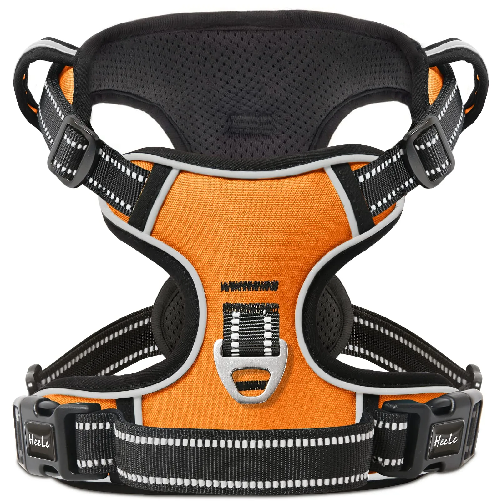 HEELE Pettorina Cane Taglia Grande Riflettente Pettorina Addestramento Cani Anti Tiro con 2 Ganci in Metallo + Comodo Maniglia, Gilet per Cani Regolabile per Camminare, Arancione, XL - immagine 1
