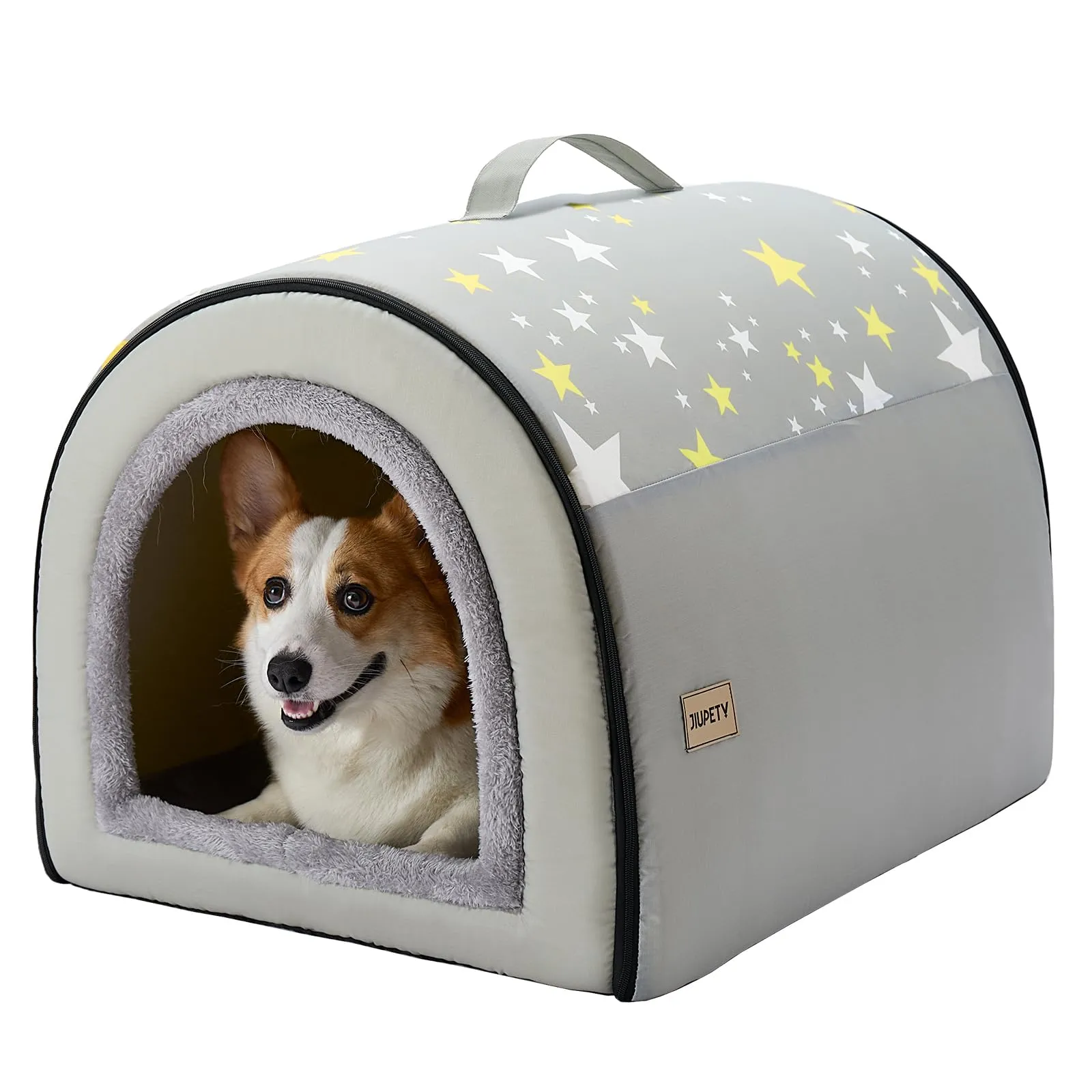 Jiupety Cuccia Cane Interno Taglia Media Grande, 2 In 1 Casetta per Cani, Taglia XL per Cani di Taglia Media, Casetta Portatile per Cani di Taglia Media, Grigia - immagine 1