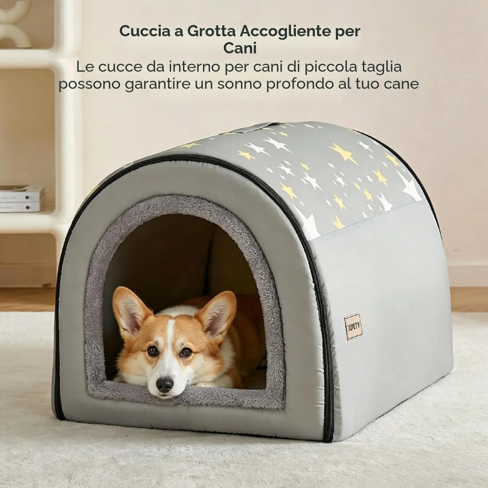 Jiupety Cuccia Cane Interno Taglia Media Grande, 2 In 1 Casetta per Cani, Taglia XL per Cani di Taglia Media, Casetta Portatile per Cani di Taglia Media, Grigia - immagine 4