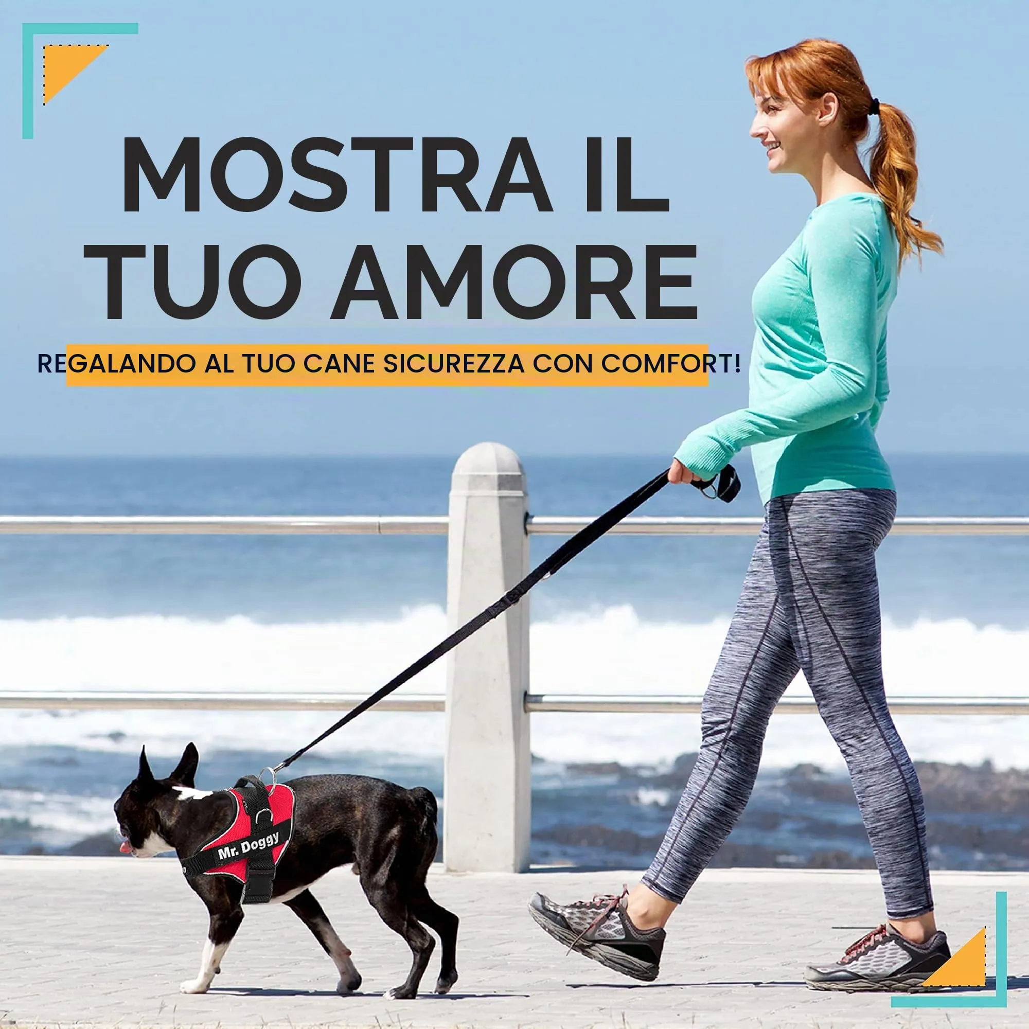 SUPER DOGGY Pettorina Cane Personalizzata con Nome – Antitrazione, Riflettente e Regolabile – Include 2 Targhette Velcro - Taglia Piccola, Media e Grande (Rosso, M 13-22KG) - immagine 7