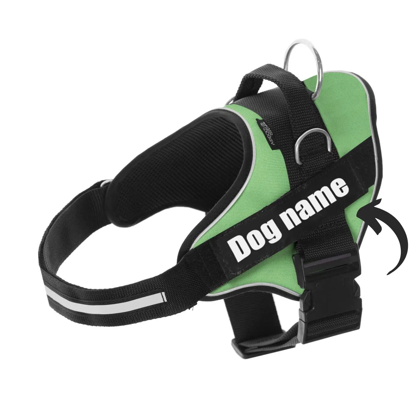 SUPER DOGGY Pettorina Cane Personalizzata con Nome – Antitrazione, Riflettente e Regolabile – Include 2 Targhette Velcro - Taglia Piccola, Media e Grande (Verde, M 13-22KG) - immagine 1