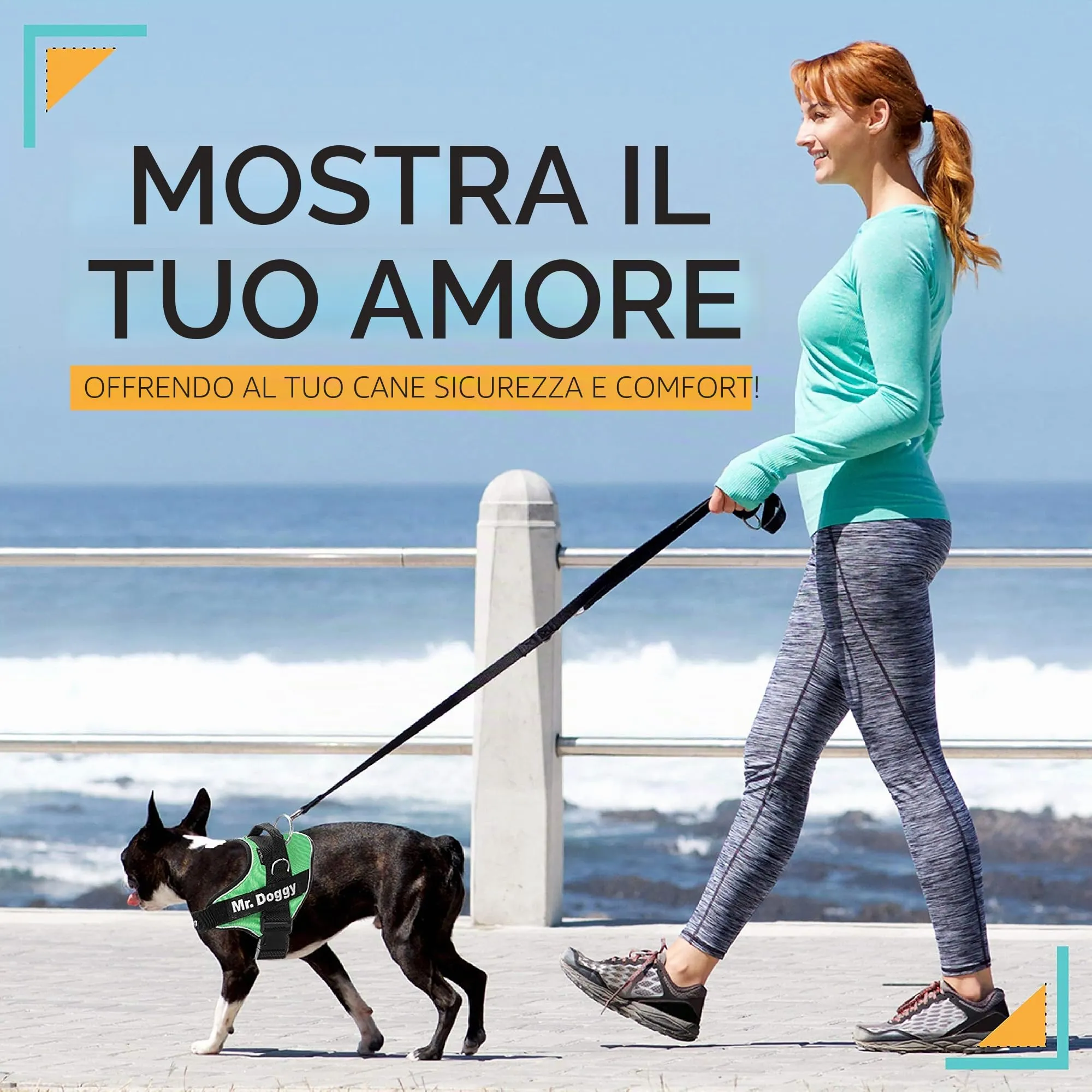 SUPER DOGGY Pettorina Cane Personalizzata con Nome – Antitrazione, Riflettente e Regolabile – Include 2 Targhette Velcro - Taglia Piccola, Media e Grande (Verde, L 21-32KG) - immagine 7