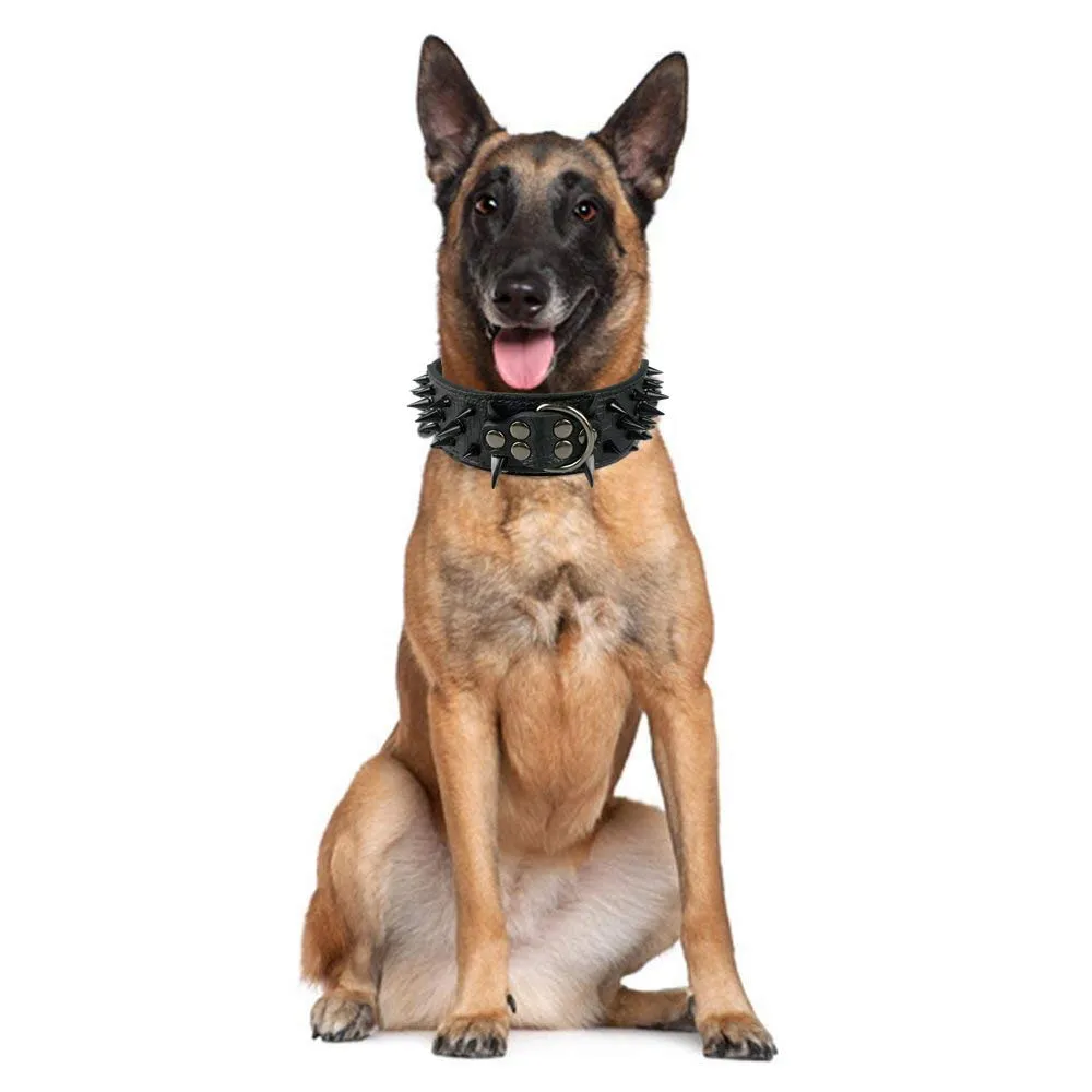 haoyueer Collare per cani con borchie a spillo, larghezza 5,5 cm, elegante collare per cani di taglia media e grande Pitbull - immagine 4