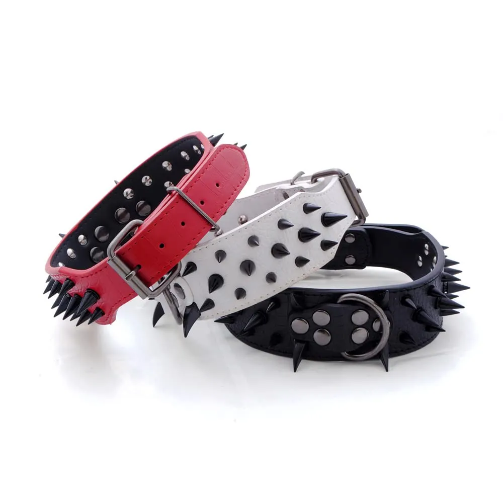haoyueer Collare per cani con borchie a spillo, larghezza 5,5 cm, elegante collare per cani di taglia media e grande Pitbull - immagine 6