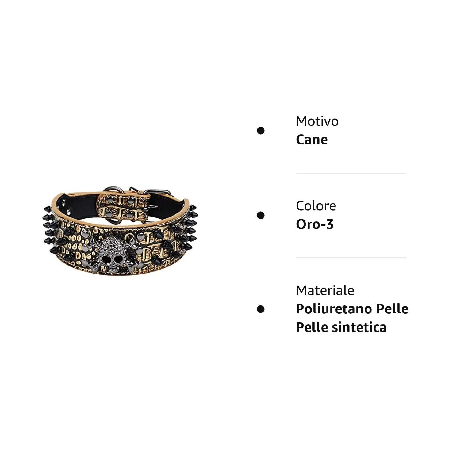 haoyueer Collare per cani con borchie e punte affilate, larghezza 5 cm, elegante collare in pelle per cani di taglia media e grande, pitbull, labrador, boxer, rottweiler, pastore tedesco, ecc. (M - immagine 5