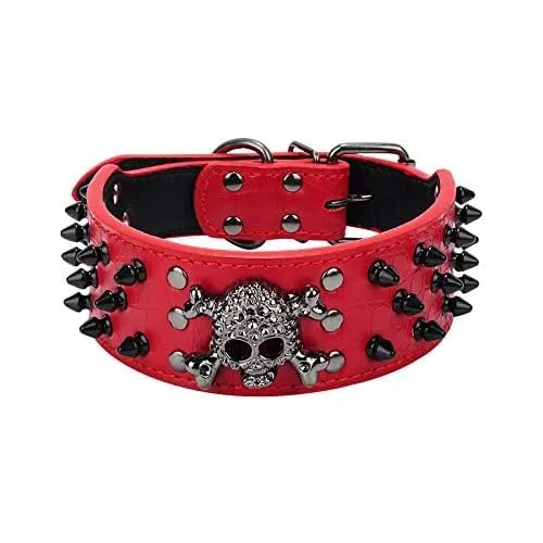 haoyueer Collare per cani con borchie a spillo, larghezza 5,5 cm, elegante collare per cani di taglia media e grande Pitbull - immagine 2