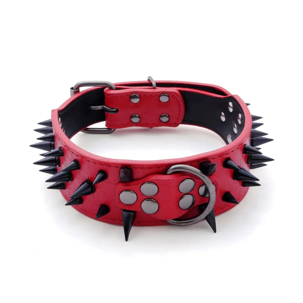 haoyueer Collare per cani con borchie a spillo, larghezza 5 cm, elegante collare per cani di taglia media e grande Pitbull e Labrador, Boxer Rottweiler, pastore tedesco - immagine 1