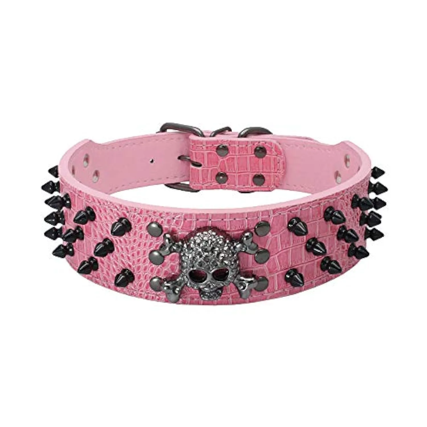 haoyueer Collare per cani affilato con borchie, larghezza 5 cm, elegante, in pelle, per cani di taglia media e grande Pitbull, Labrador, Boxer Rottweiler Pastore Tedesco - immagine 1