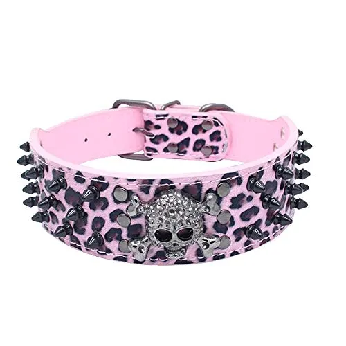 haoyueer Collare per cani affilato con borchie, larghezza 5 cm, elegante, in pelle, per cani di taglia media e grande Pitbull, Labrador, Boxer Rottweiler Pastore Tedesco - immagine 1