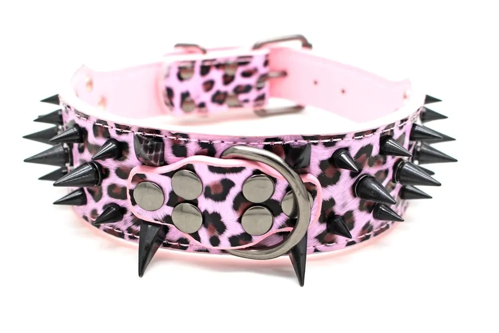 haoyueer Collare per cani affilato con borchie, larghezza 5 cm, elegante, in pelle, per cani di taglia media e grande Pitbull, Labrador, Boxer Rottweiler Pastore Tedesco - immagine 1