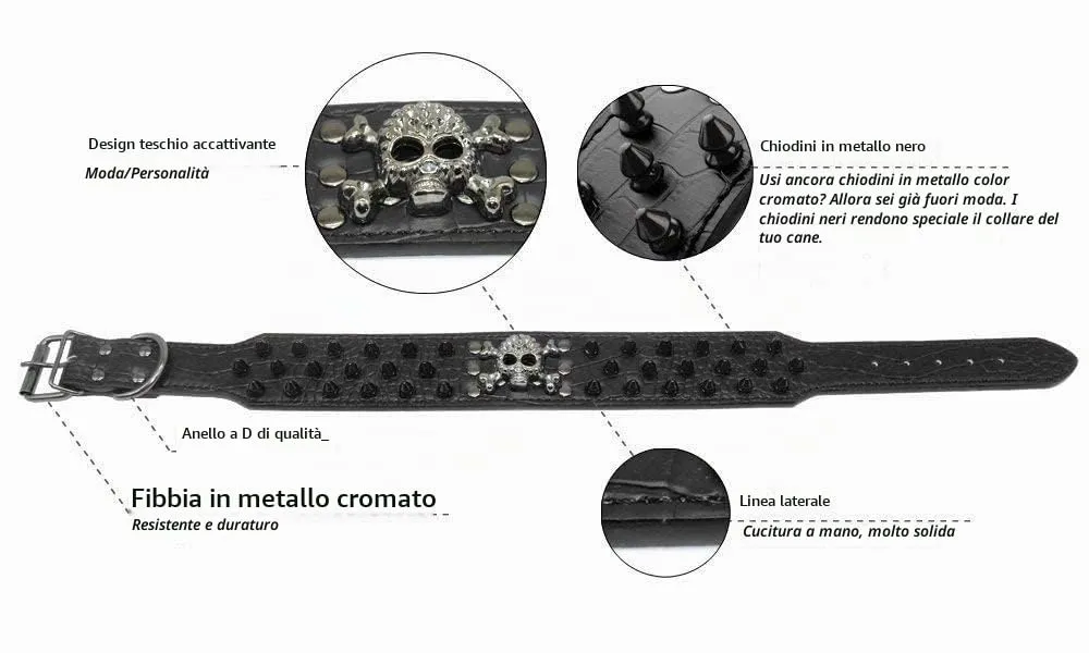 haoyueer Collare per cani affilato con borchie a spillo, larghezza 5,7 cm, elegante collare in pelle per cani di taglia media e grande Pitbull, labrador, pugile Rottweiler pastore tedesco - immagine 4