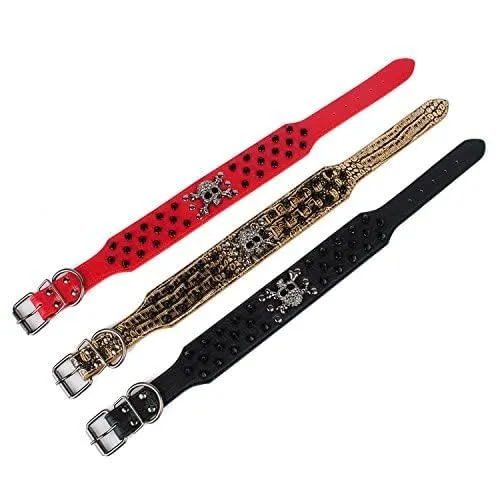haoyueer Collare per cani affilato con borchie a spillo, larghezza 5,7 cm, elegante collare in pelle per cani di taglia media e grande Pitbull, labrador, pugile Rottweiler pastore tedesco - immagine 5