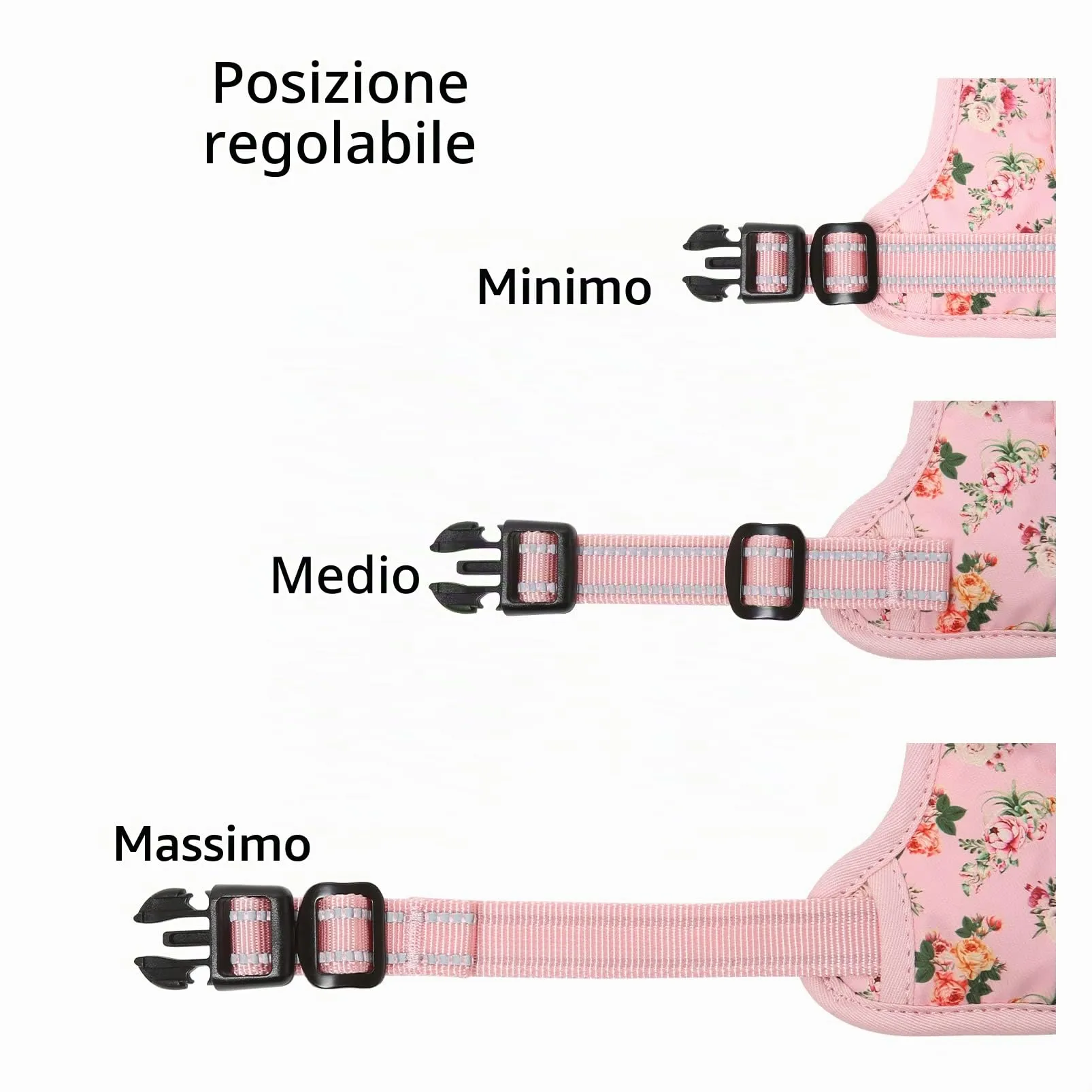 HEELE Pettorina Cane Taglia Media Motivo Stampato, Riflettente Pettorina Addestramento Cani Anti Tiro con 2 Ganci in Metallo + Comodo Maniglia, Gilet per Cani Regolabile per Camminare, Fiori-Rosa, M - immagine 6