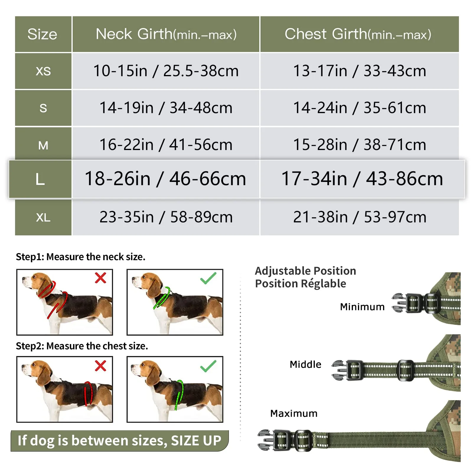 HEELE Pettorina Cane, No-Pull Imbracatura Traspirante e Riflettente, con Gancio in Metallo e Manico Imbottita, Pettorina Cane Taglia Grande Comodo per Camminare Jogging, Camo Verde, L - immagine 2