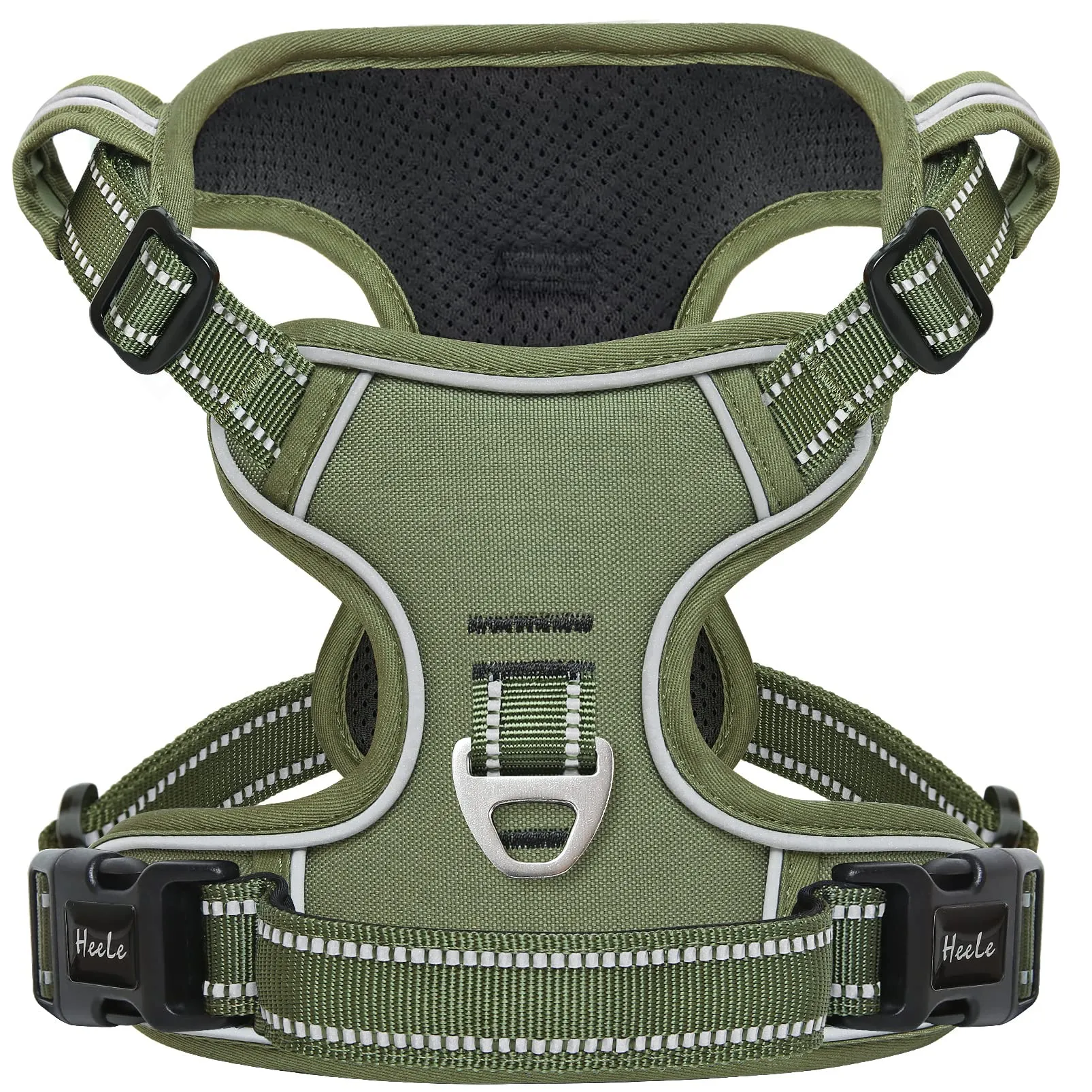 HEELE Pettorina Cane Taglia Media Riflettente Pettorina Addestramento Cani Anti Tiro con 2 Ganci in Metallo + Comodo Maniglia, Gilet per Cani Regolabile per Camminare, Verde, M - immagine 1