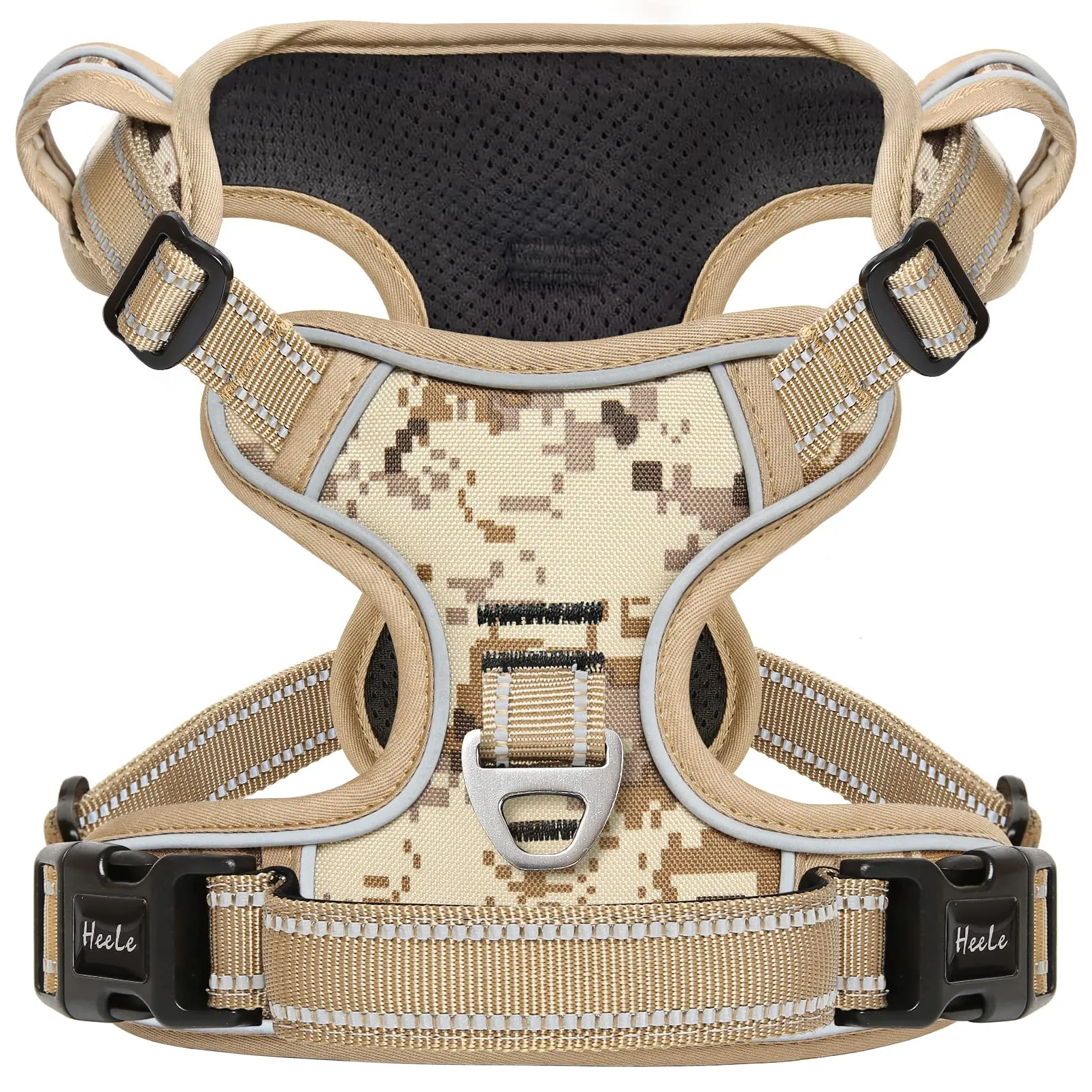 HEELE Pettorina Cane, No-Pull Imbracatura Traspirante e Riflettente, con Gancio in Metallo e Manico Imbottita, Pettorina Cane Taglia Grande Comodo per Camminare Jogging, Camo Bronzo, L - immagine 1