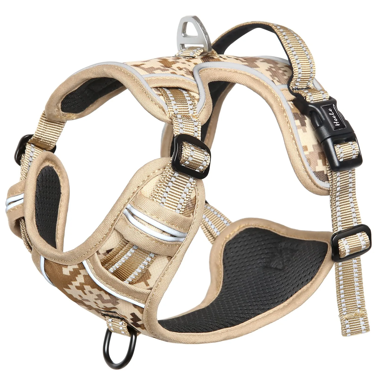 HEELE Pettorina Cane, No-Pull Imbracatura Traspirante e Riflettente, con Gancio in Metallo e Manico Imbottita, Pettorina Cane Taglia Grande Comodo per Camminare Jogging, Camo Bronzo, L - immagine 7
