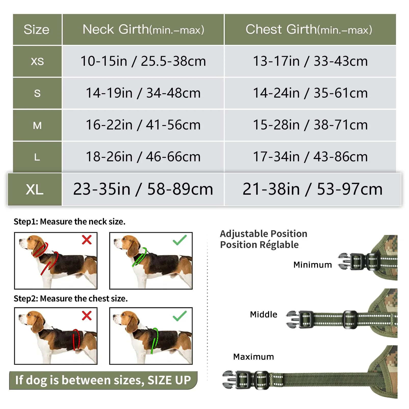 HEELE Pettorina Cane No Pull Imbracatura Riflettente e Traspirante, con Gancio in Metallo e Manico Imbottita, Pettorina Cane Taglia Grande per Addestrare Le Passeggiate, Camo Verde, XL - immagine 2