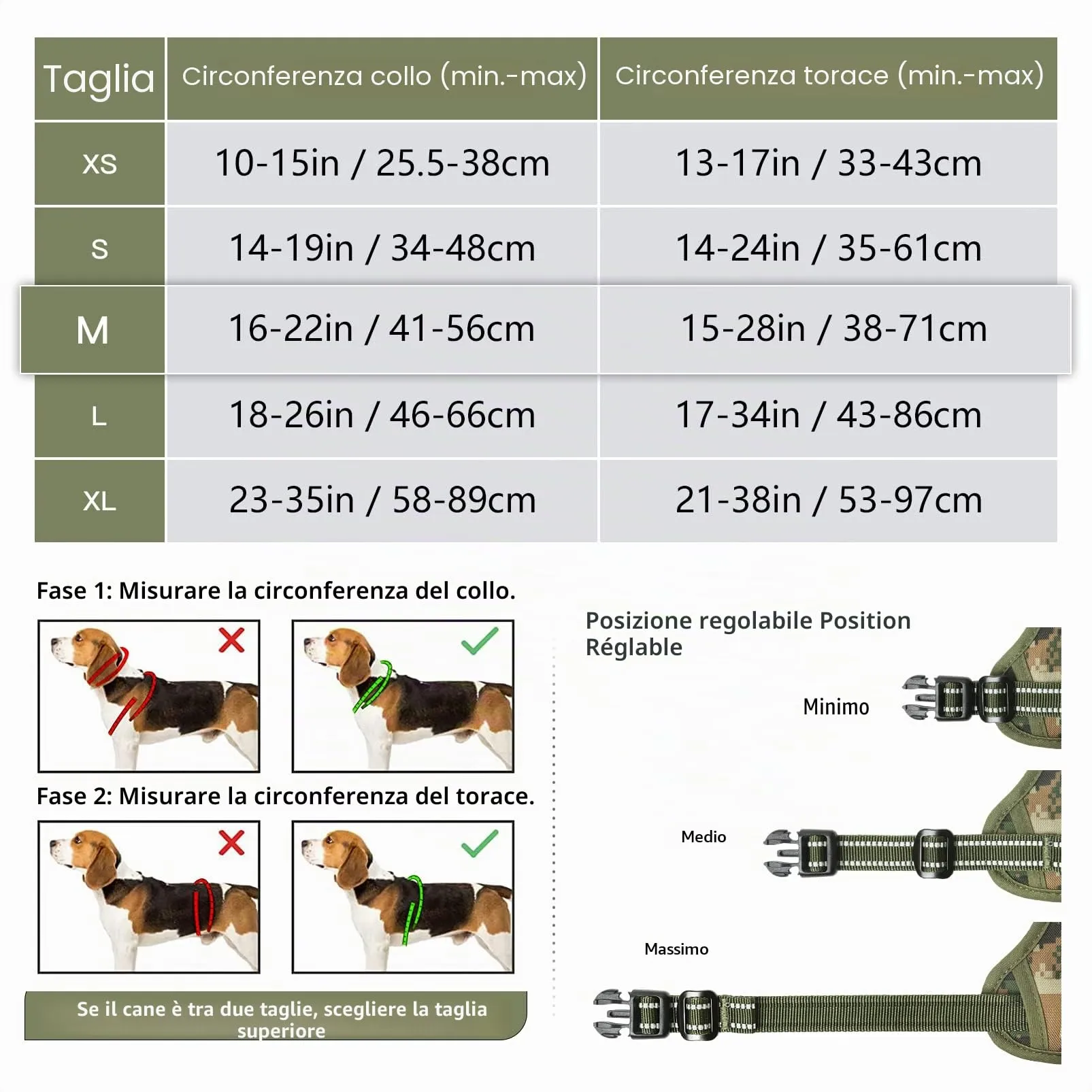 HEELE Pettorina Cane Taglia Media Riflettente Pettorina Addestramento Cani Anti Tiro con 2 Ganci in Metallo + Comodo Maniglia, Gilet per Cani Regolabile per Camminare, Camo Verde, M - immagine 5