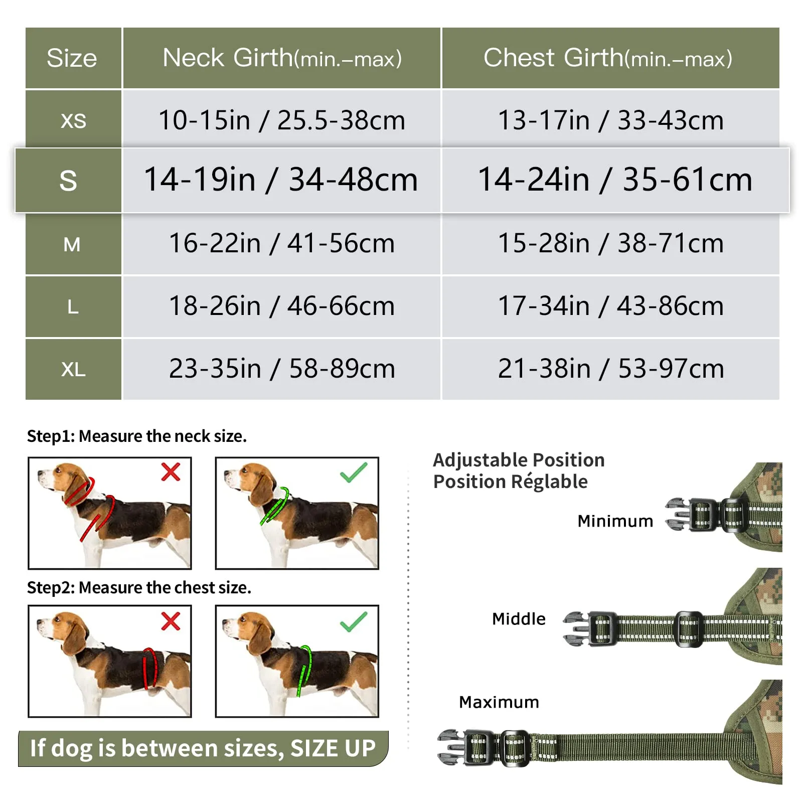 HEELE Pettorina Cane Anti-Tiro, Imbottita, Riflettente, Camo Verde, S - immagine 2