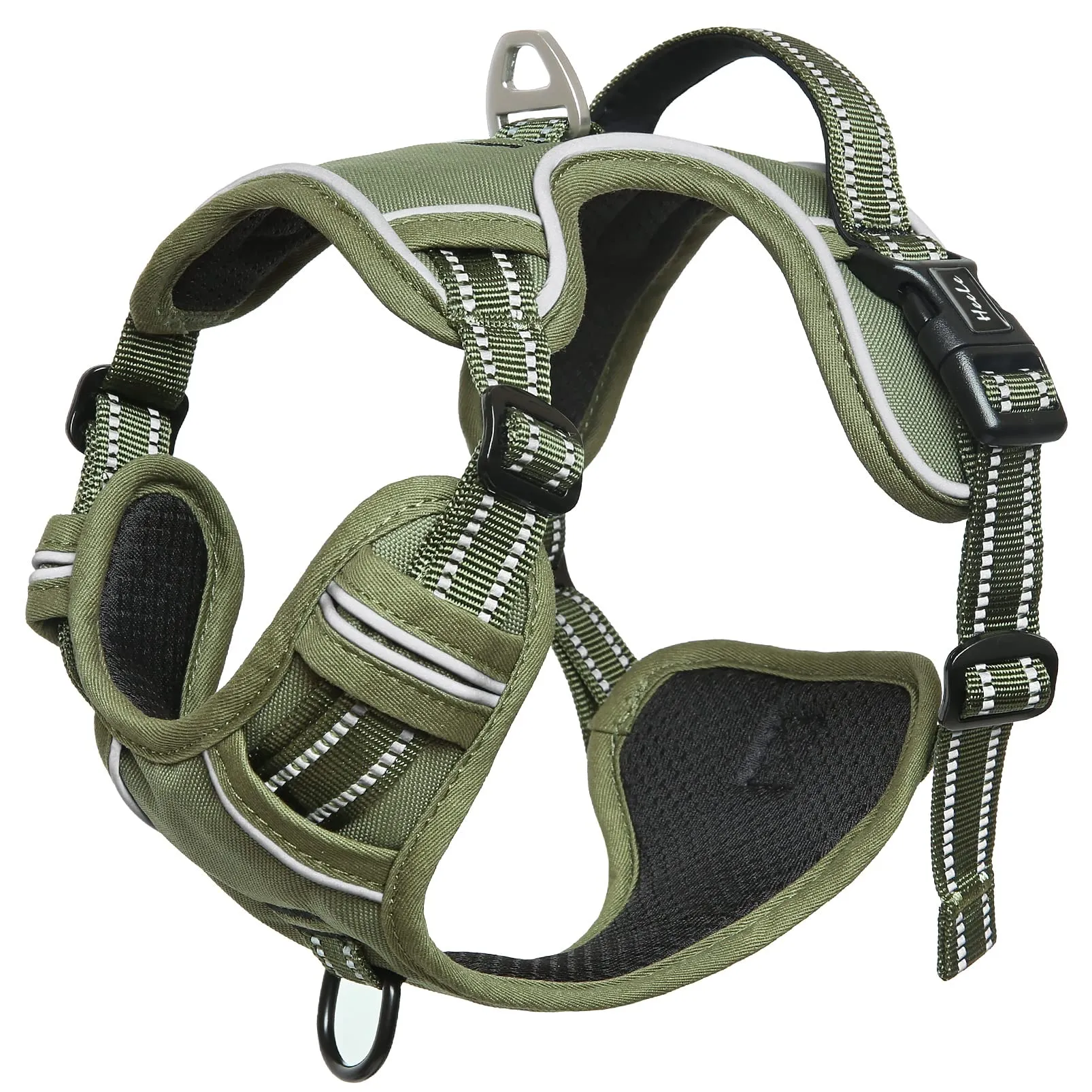 HEELE Pettorina Cane No Pull Imbracatura Riflettente e Traspirante, con Gancio in Metallo e Manico Imbottita, Pettorina Cane Taglia Grande per Addestrare Le Passeggiate, Verde, XL - immagine 7