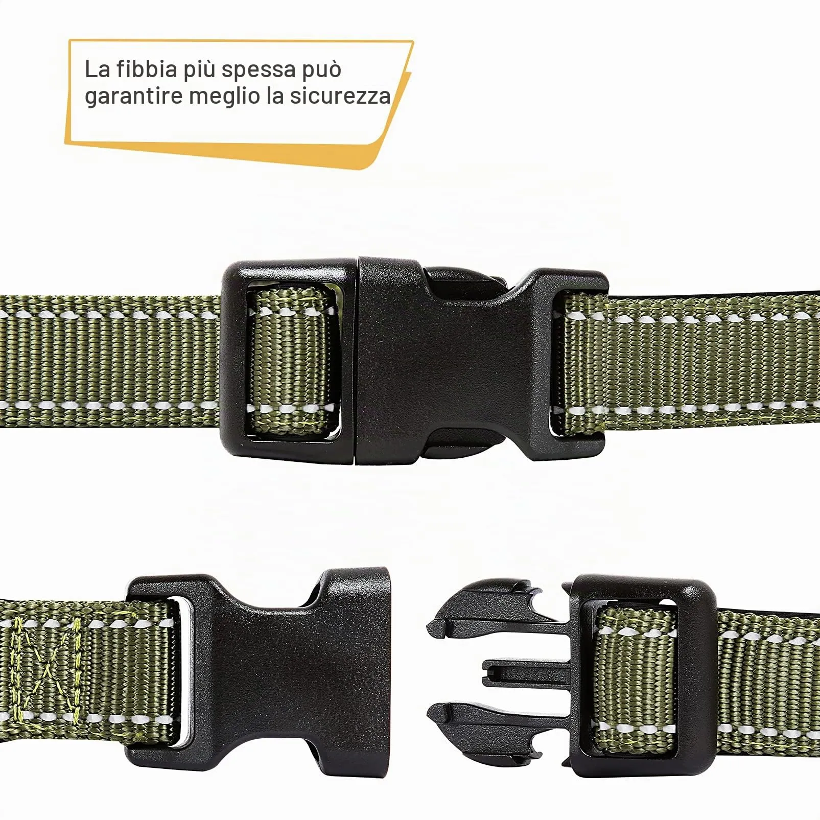 HEELE Collare per Cani, Collare Cane Riflettente Imbottito Nylon Regolabile Traspirante Collari per Cani di Taglia Piccola, Verde, S(26-38cm) - immagine 4