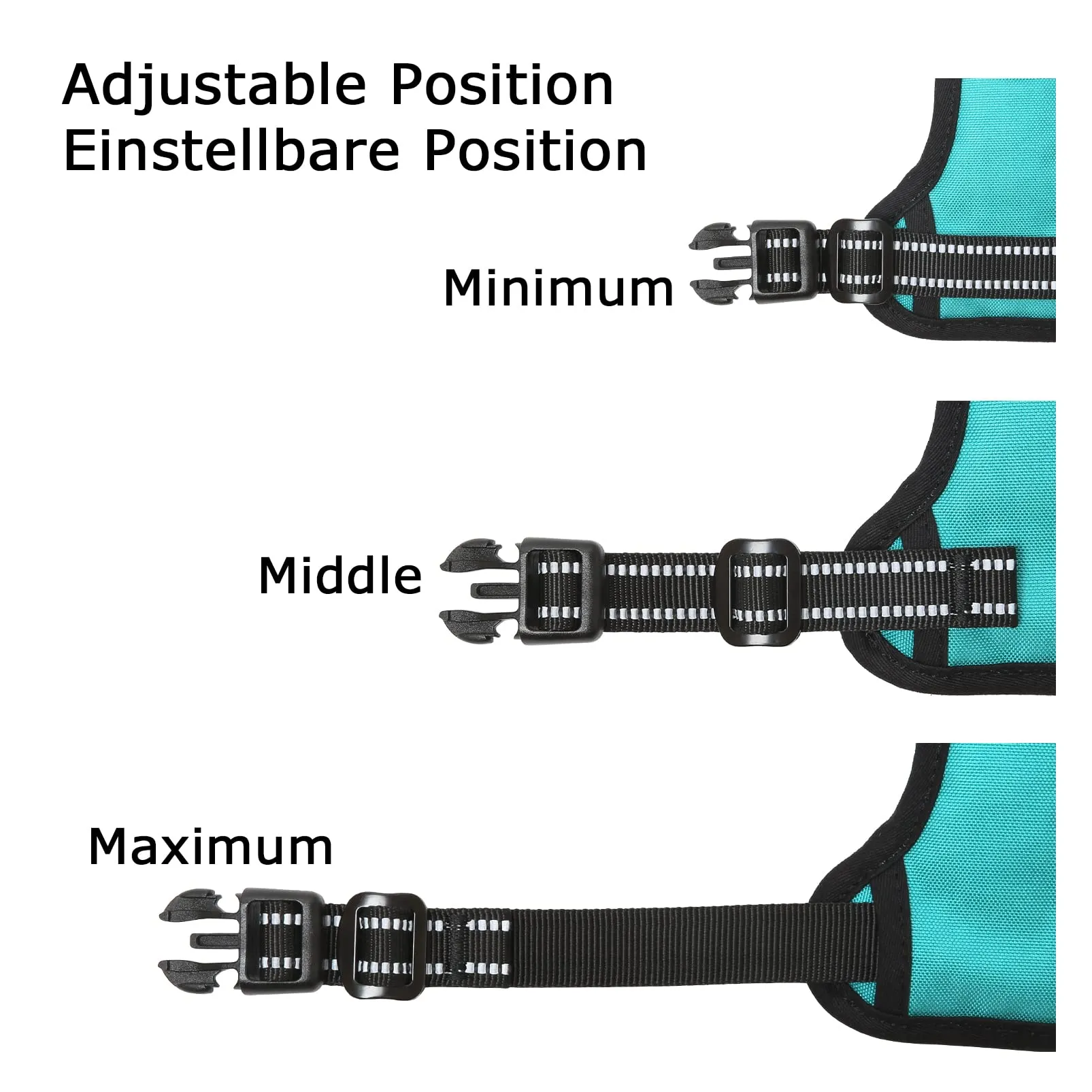 HEELE Pettorina Cane Riflettente No-pull Regolabile Robusta, Turchese, XS - immagine 6