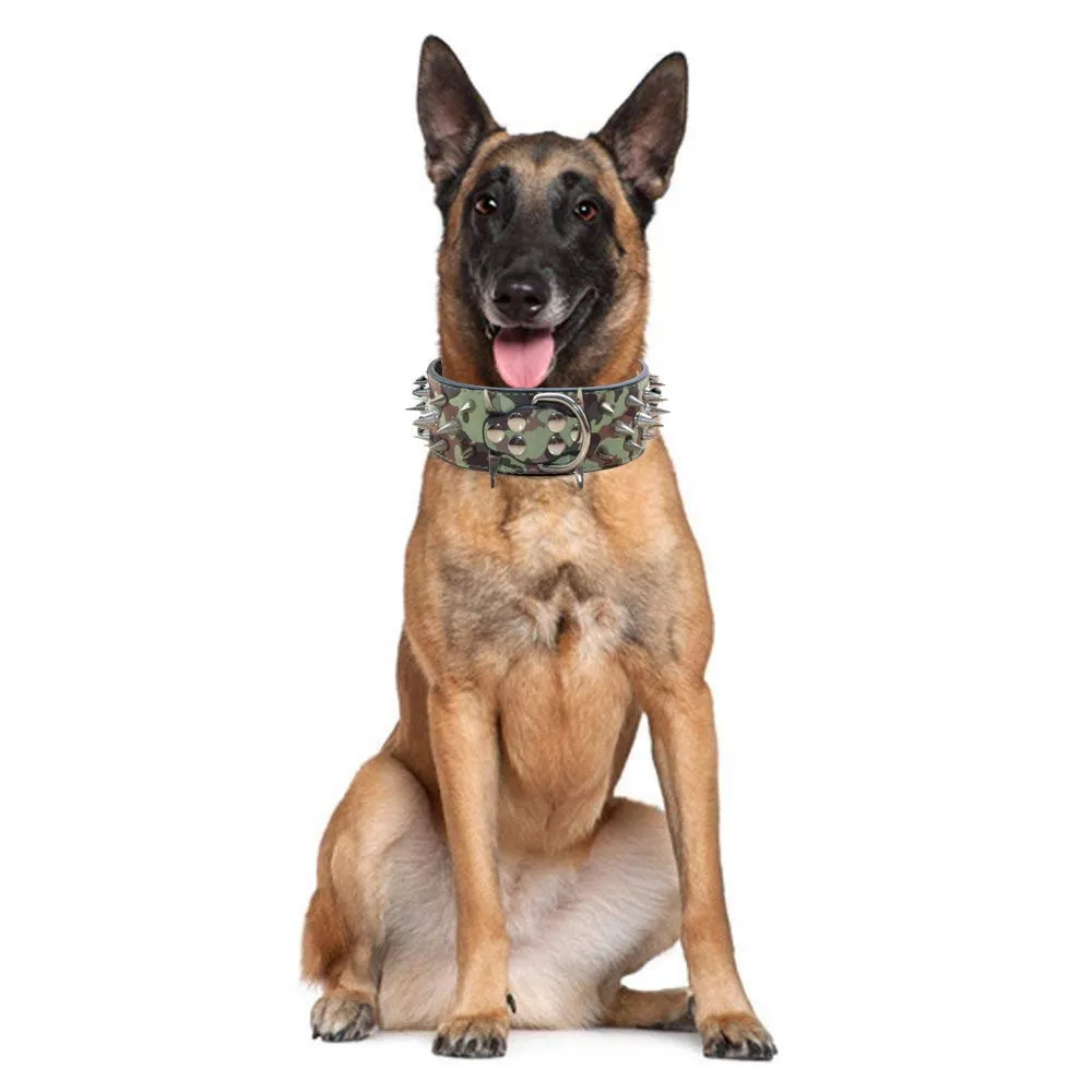 haoyueer Collare per cani con borchie affilate, larghezza 5 cm, elegante collare in pelle per cani di taglia media e grande, pitbull, labrador, boxer, rottweiler, pastore tedesco, ecc. (S, rosa) - immagine 3