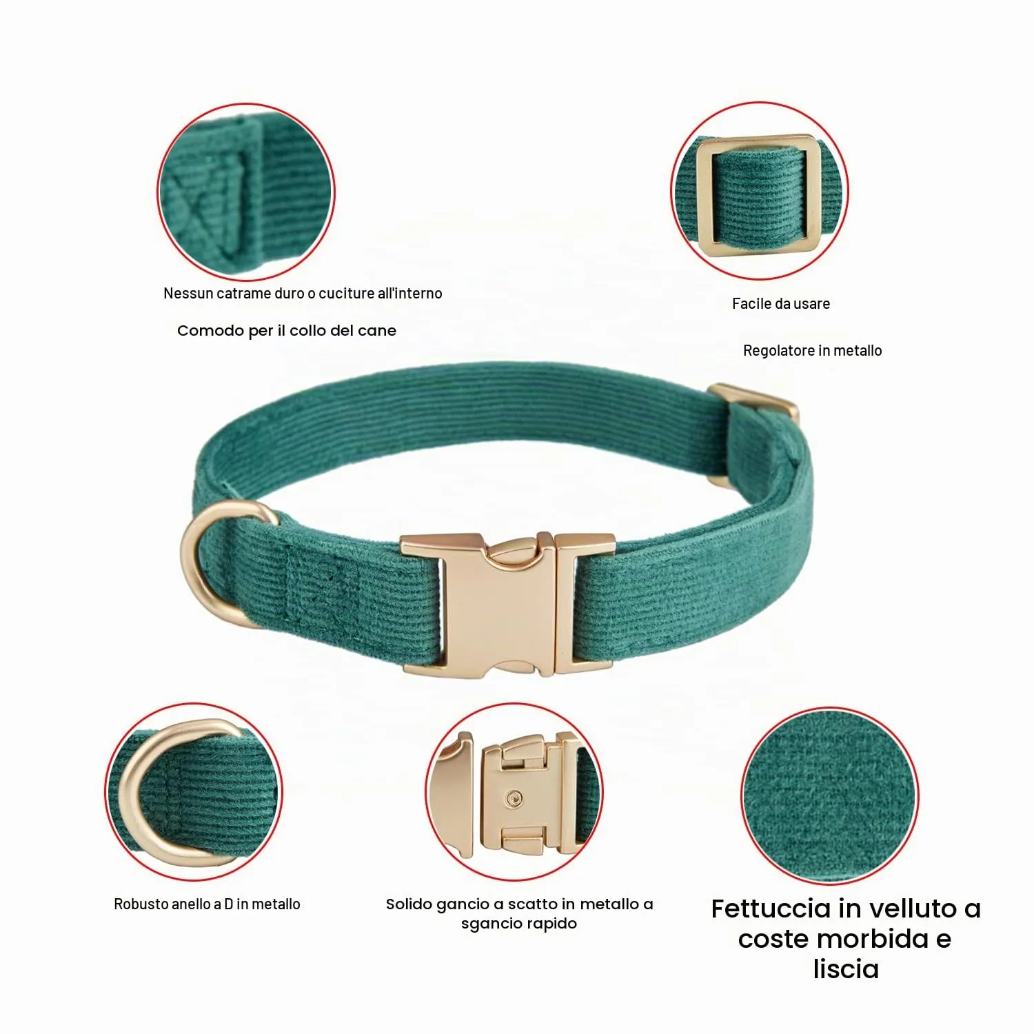 YUDOTE Set di Collare e Guinzaglio per Cani Piccolo, Morbido Collare e Guinzaglio in Corduroy Non Irritante Combinazione Abbinata per Passeggiate Quotidiane, Verde - immagine 4