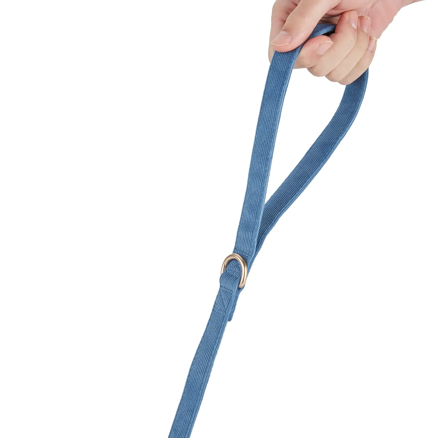 YUDOTE Set di Collare e Guinzaglio per Cani Piccolo, Morbido Collare e Guinzaglio in Corduroy Non-irritante Combinazione Abbinata per Passeggiate Quotidiane, Blu - immagine 3
