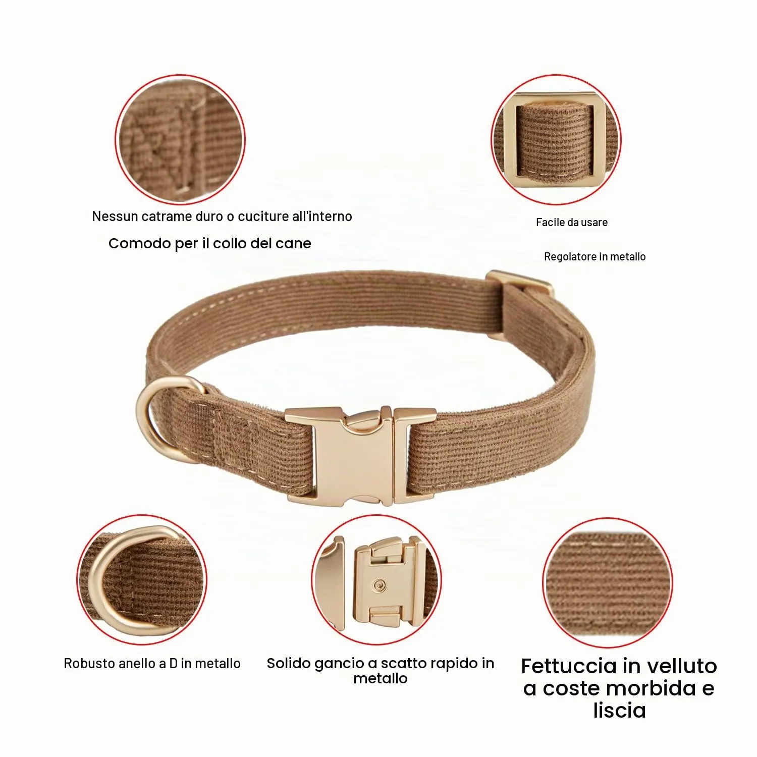 YUDOTE Set di Collare e Guinzaglio per Cani Piccolo, Morbido Collare e Guinzaglio in Corduroy Non-irritante Combinazione Abbinata per Passeggiate Quotidiane, Marrone - immagine 4