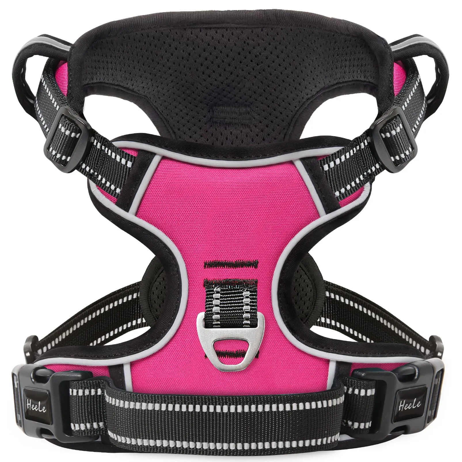 HEELE Pettorina Cane Taglia Media Riflettente Pettorina Addestramento Cani Anti Tiro con 2 Ganci in Metallo + Comodo Maniglia, Gilet per Cani Regolabile per Camminare, Rosso Rosa, M - immagine 1