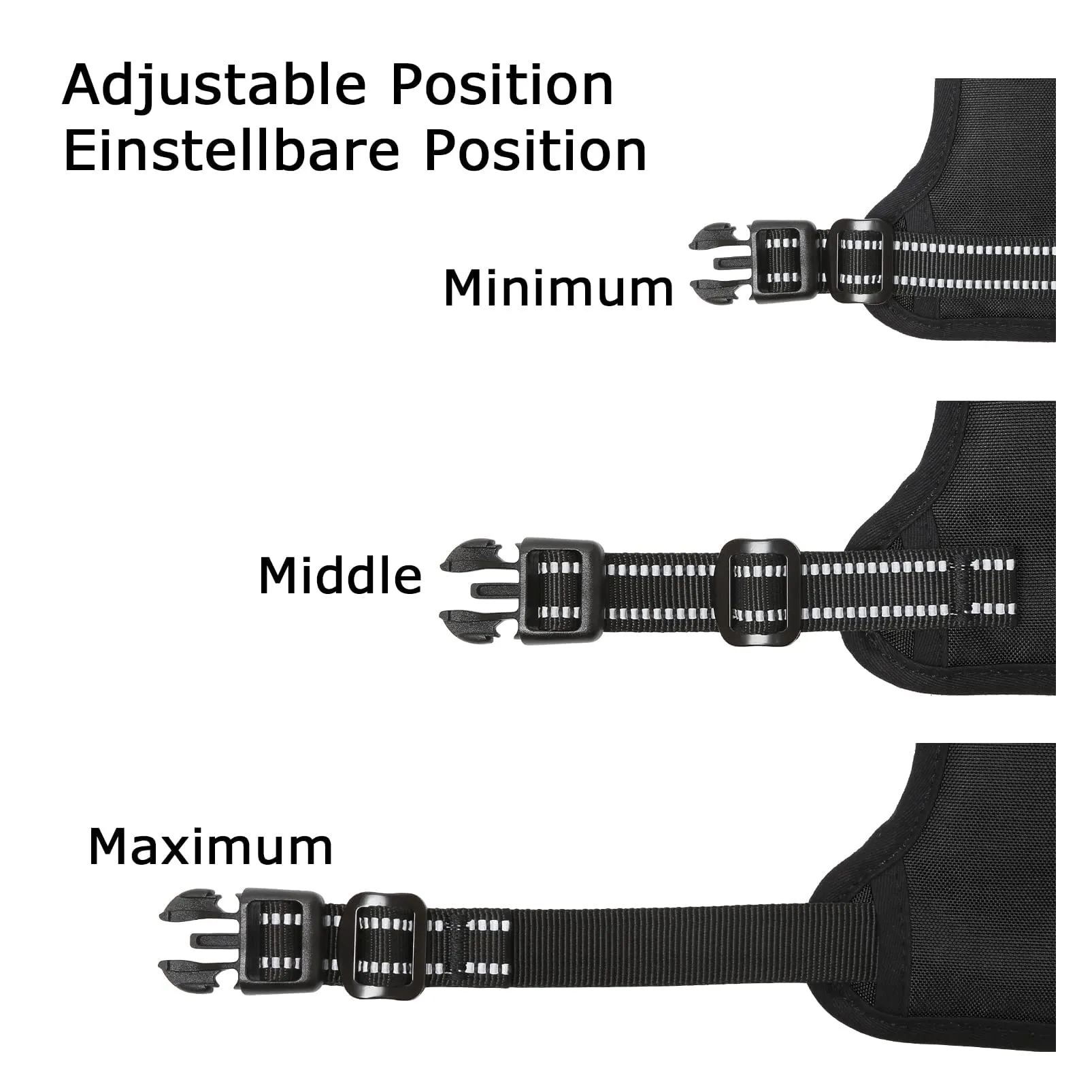 HEELE Pettorina Cane Riflettente No-pull Regolabile con Manico, Nero, XS - immagine 7
